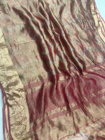 Pure Tissue Silk Banarasi Saree with flover print work