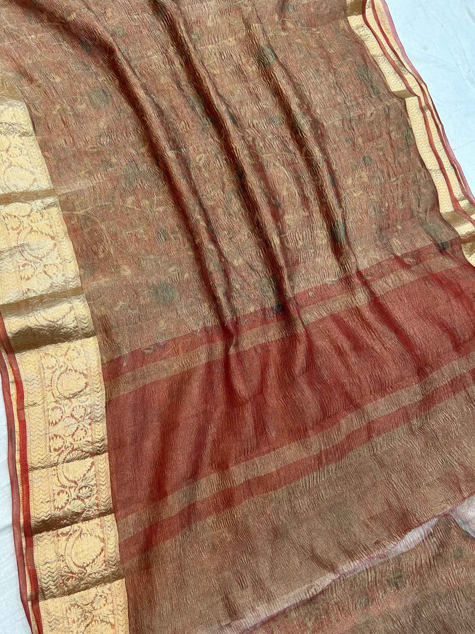 Pure Crush Tissue Silk Banarasi Saree with flover print work