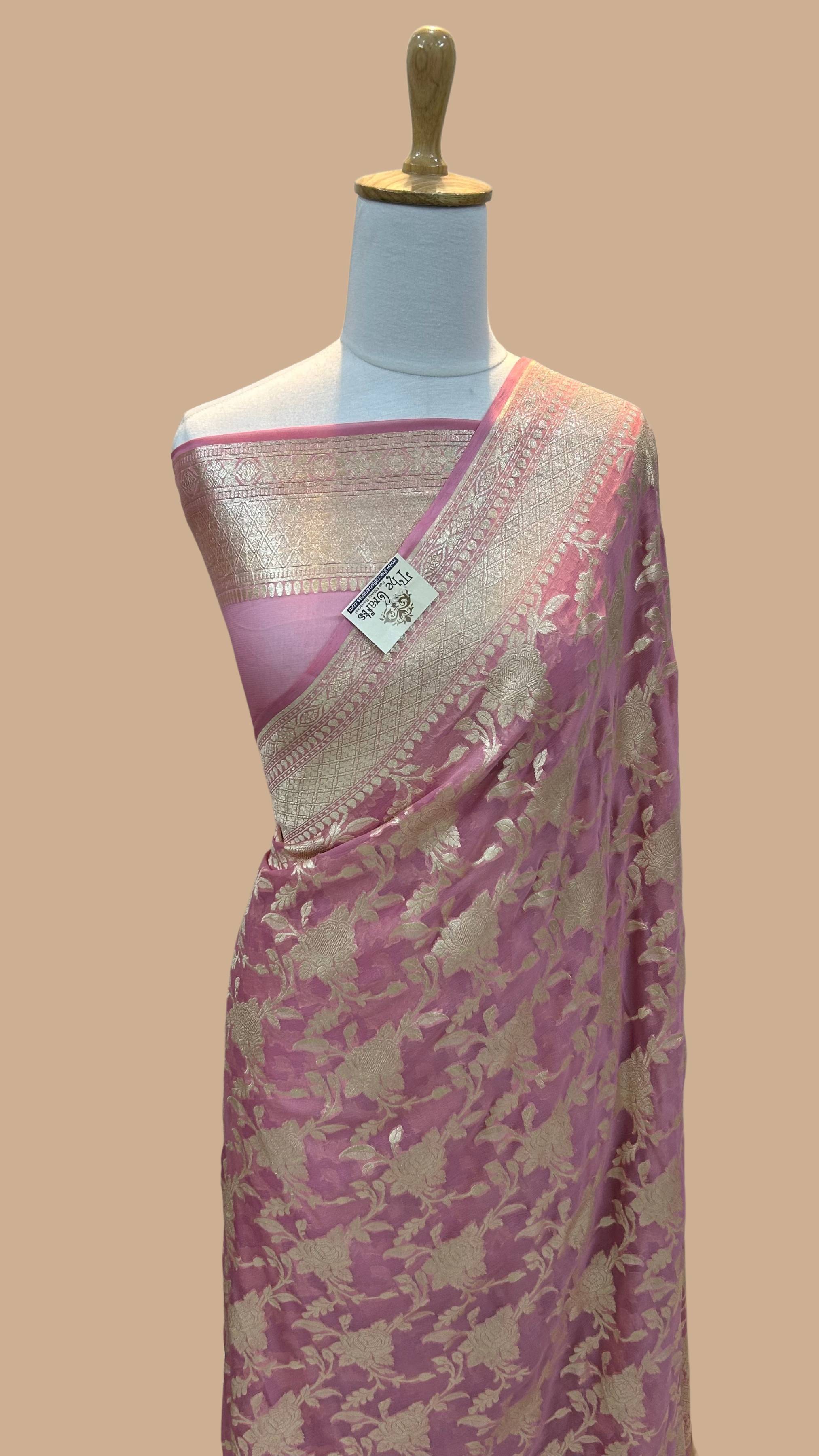 Khaddi Georgette Handloom Banarasi Saree