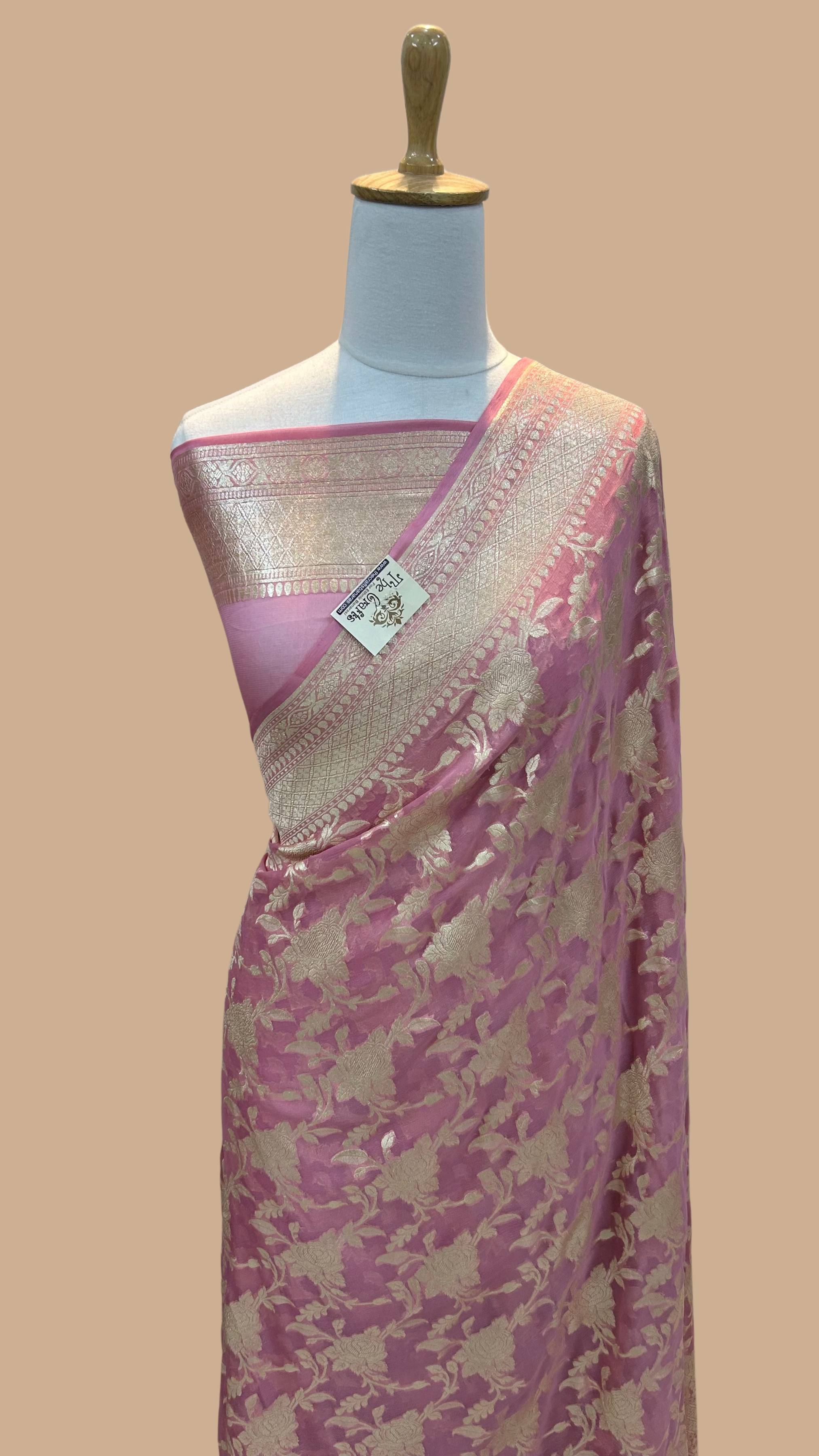 Khaddi Georgette Handloom Banarasi Saree