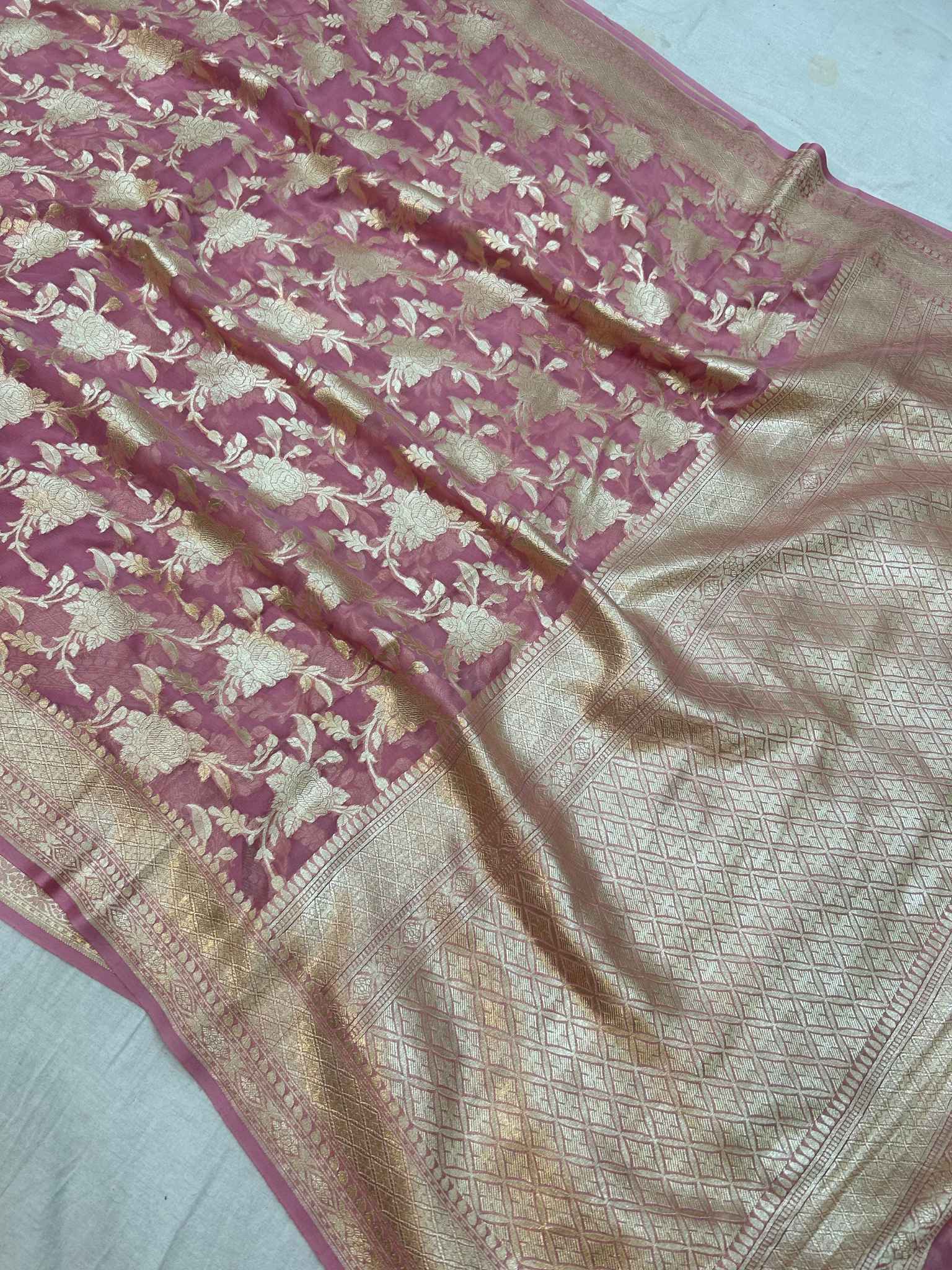 Khaddi Georgette Handloom Banarasi Saree