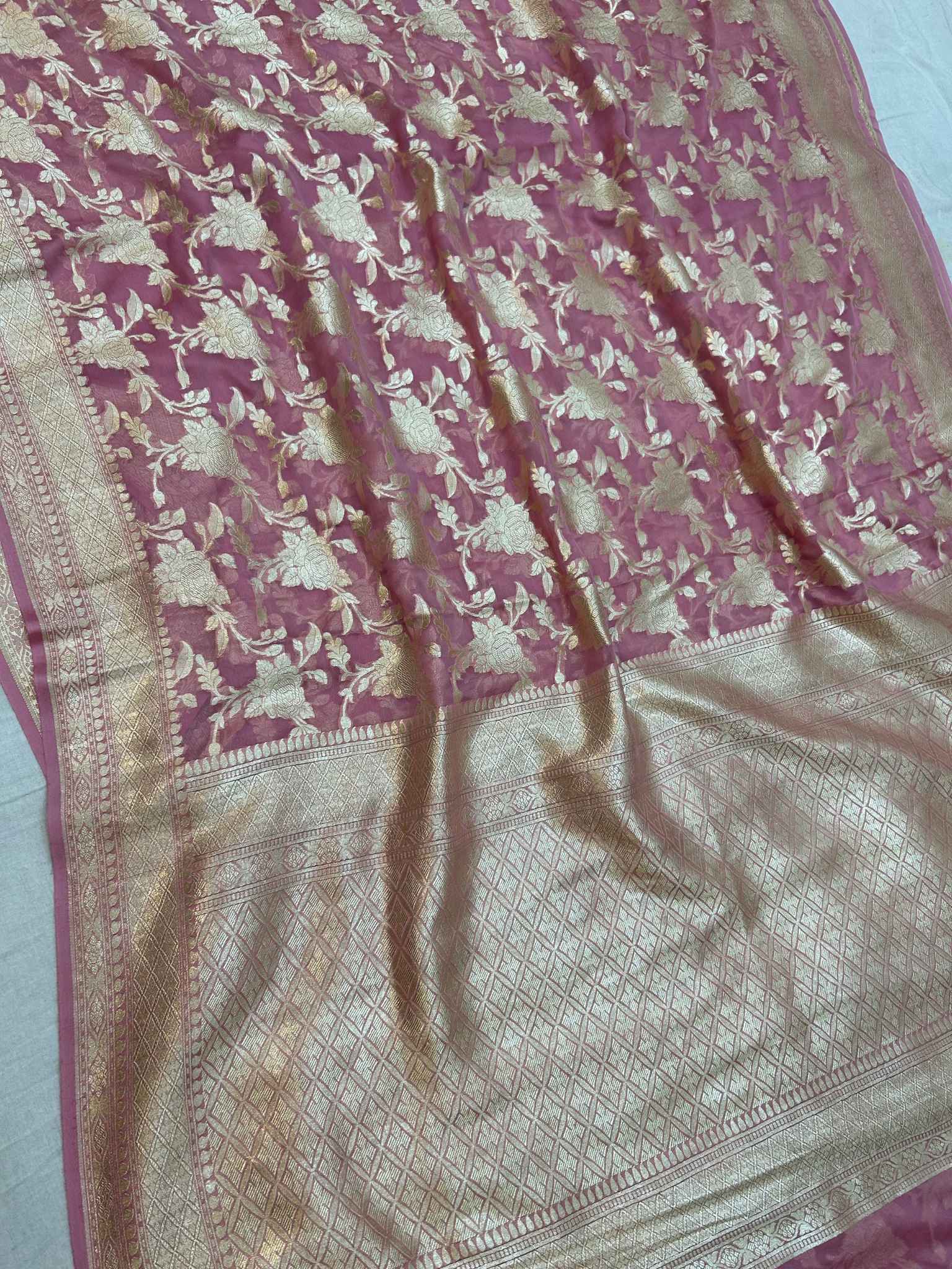 Khaddi Georgette Handloom Banarasi Saree