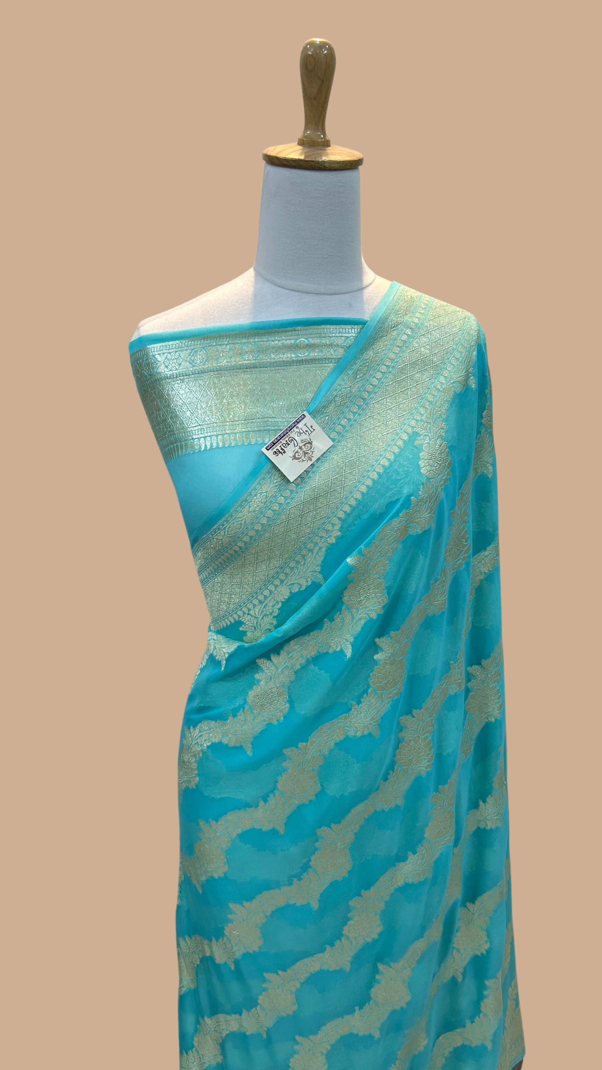 Khaddi Georgette Handloom Banarasi Saree