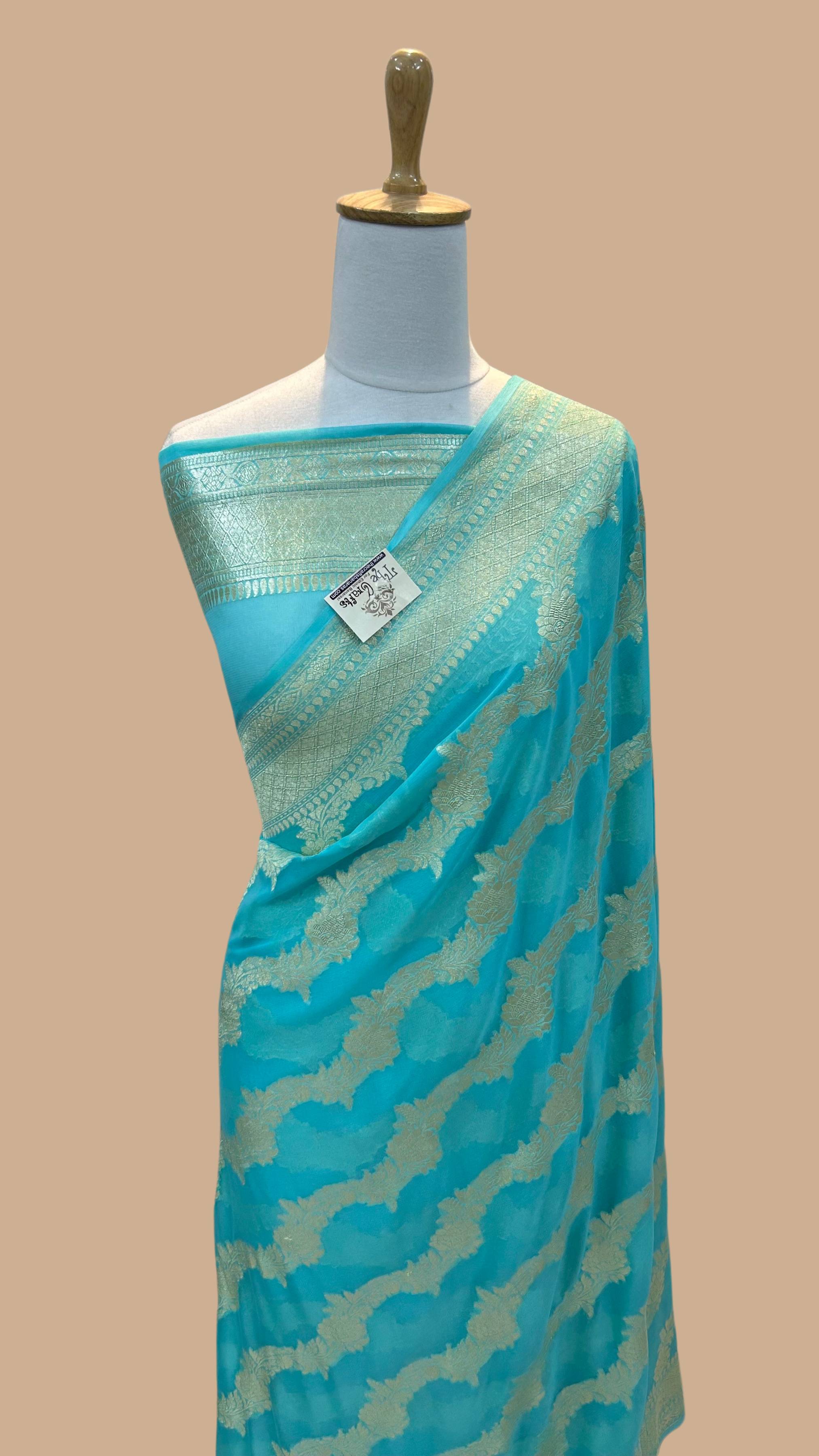 Khaddi Georgette Handloom Banarasi Saree