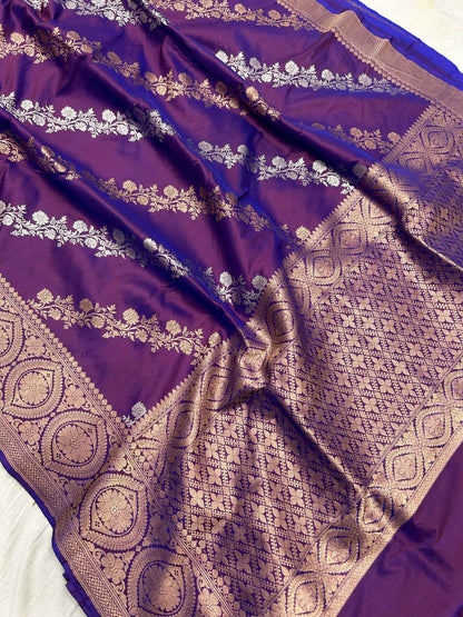 Pure Katan Silk Handloom Banarasi Saree - with kadhua stripes