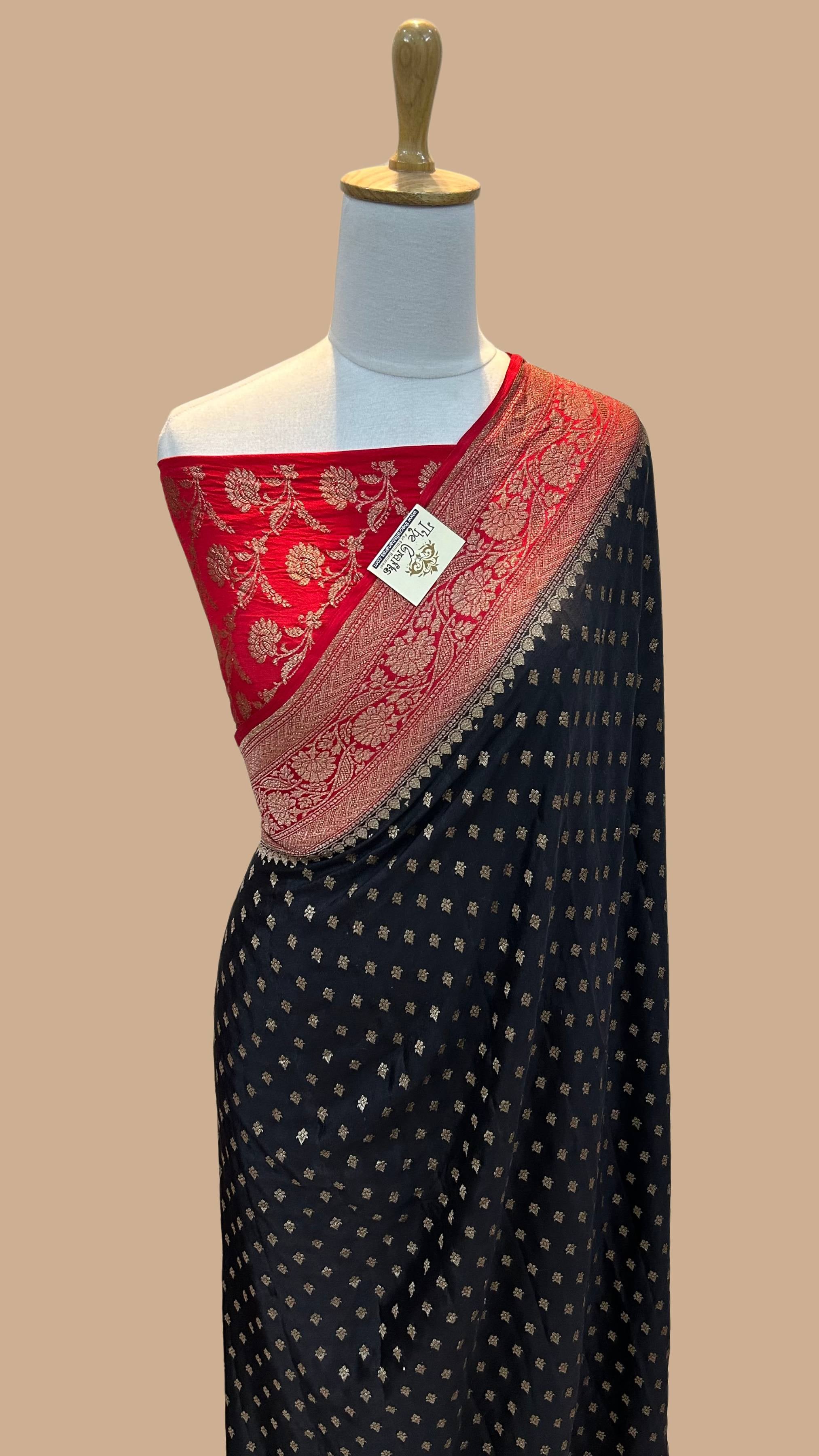 Pure Crepe Georgette Banarasi Saree - Antique Zari