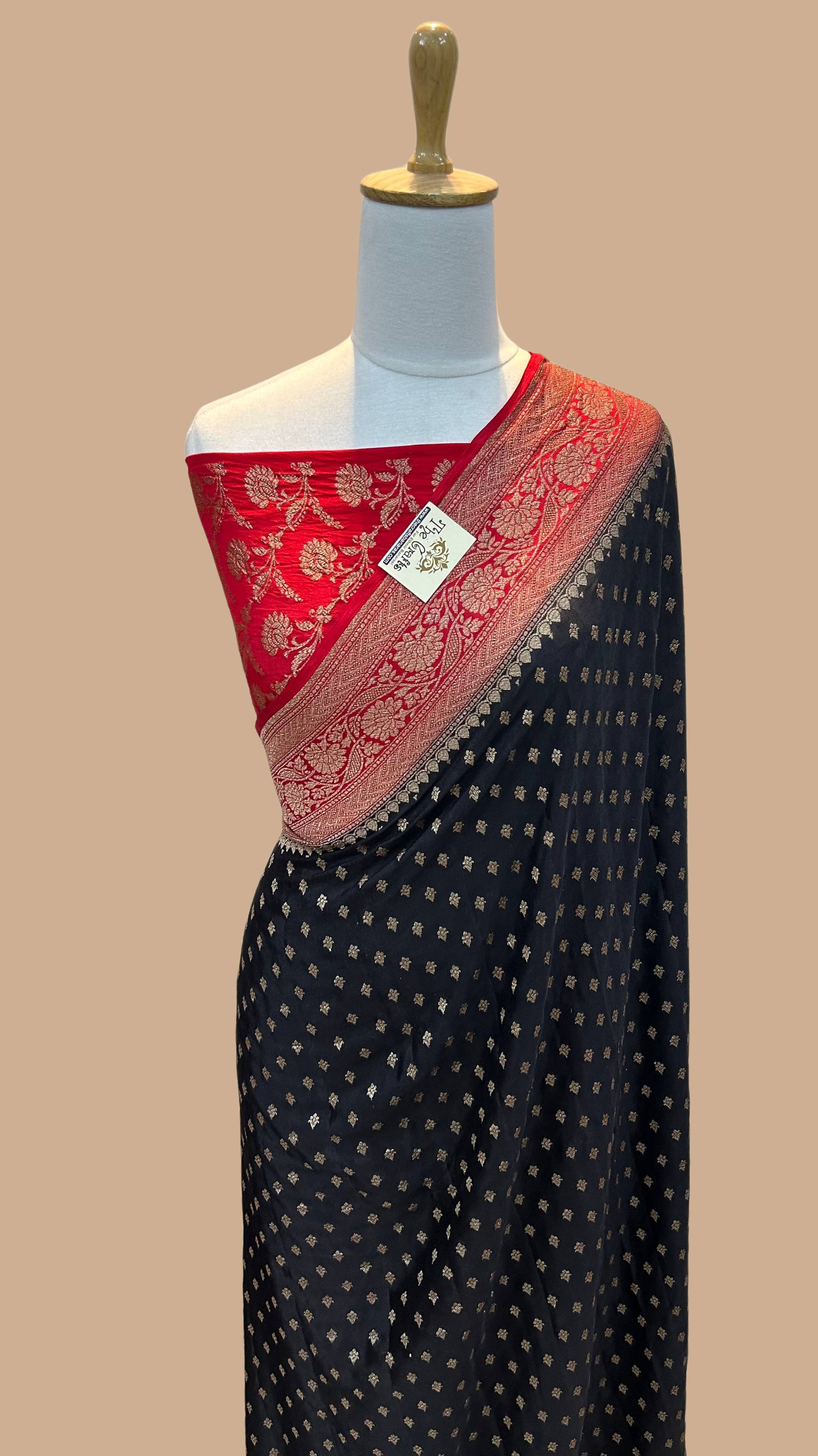 Pure Crepe Georgette Banarasi Saree - Antique Zari