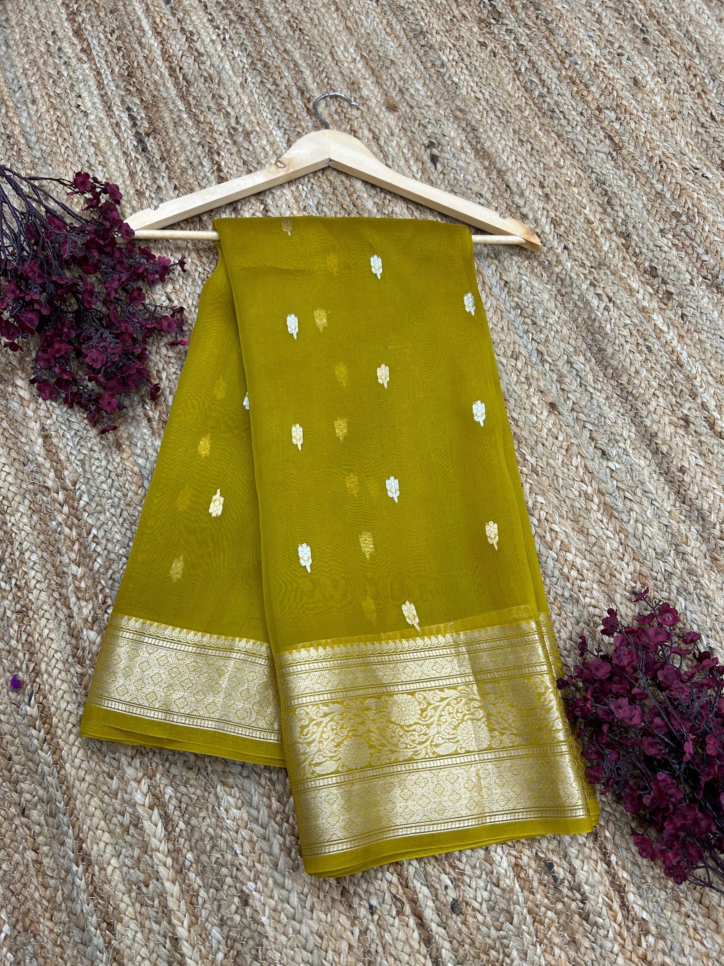 Pure Kora Silk Handloom Banarasi Saree