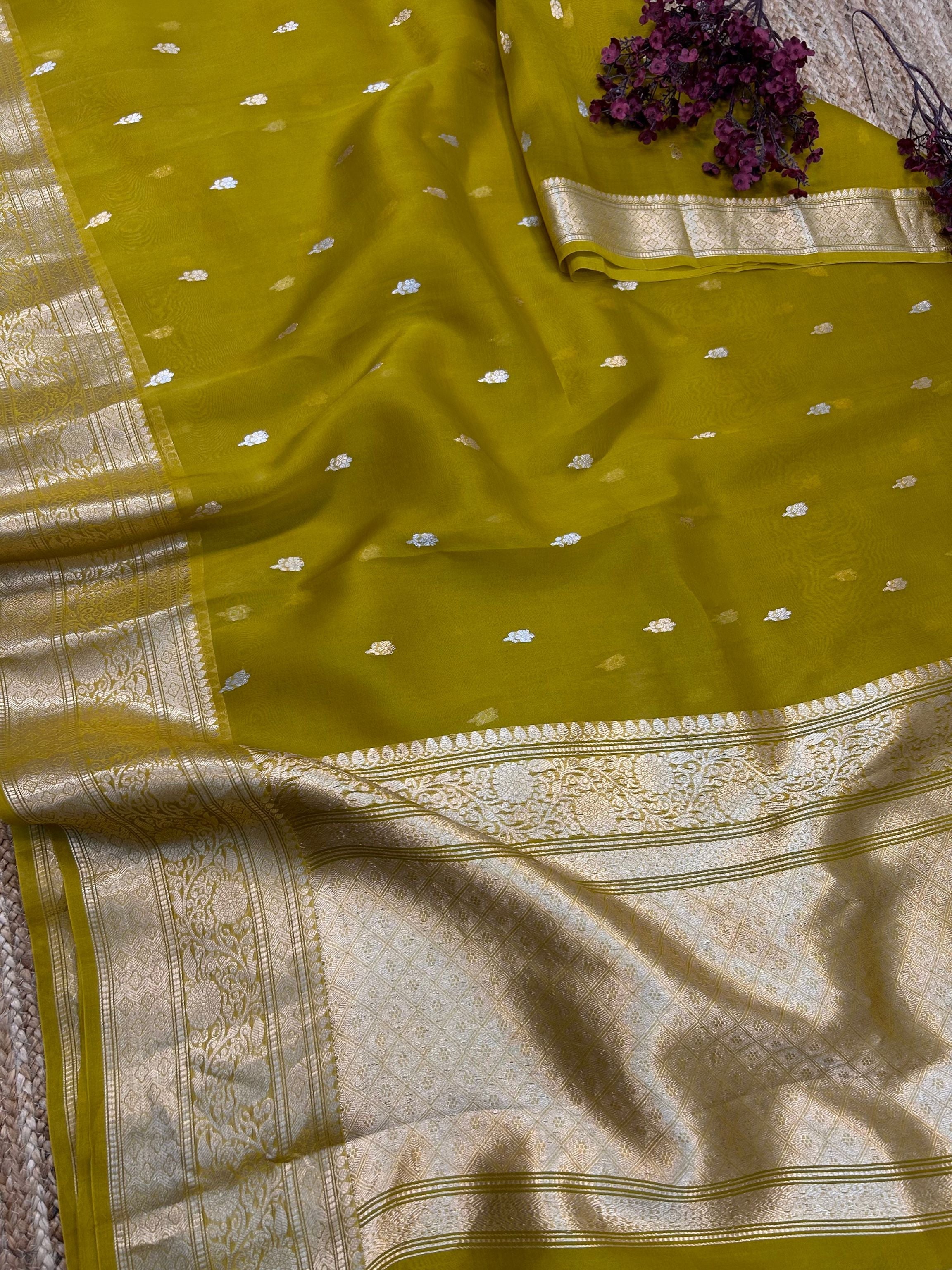 Pure Kora Silk Handloom Banarasi Saree