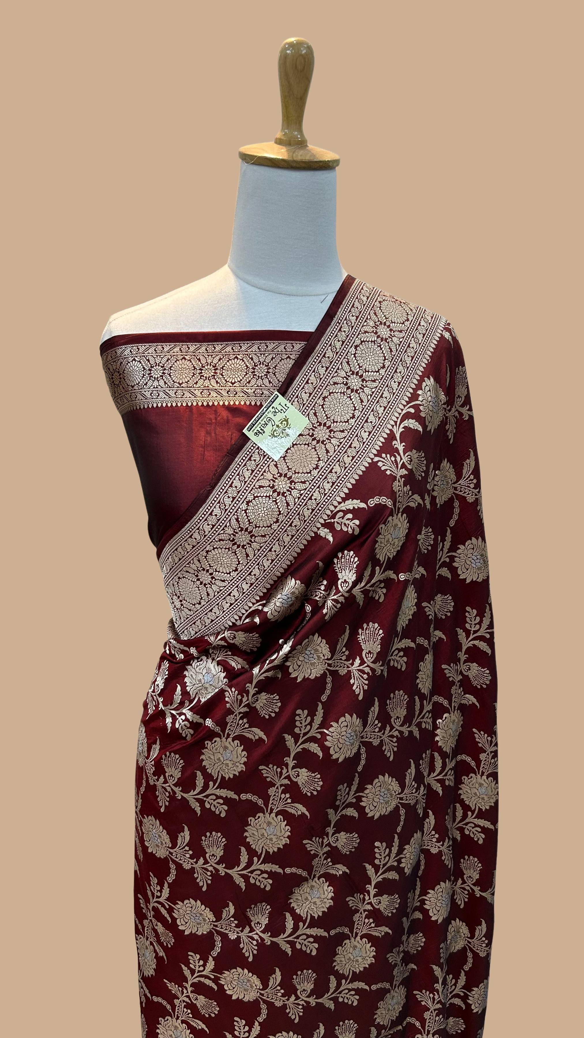 Pure Katan Silk Handloom Banarasi Saree - All over Sona rupa jaal work