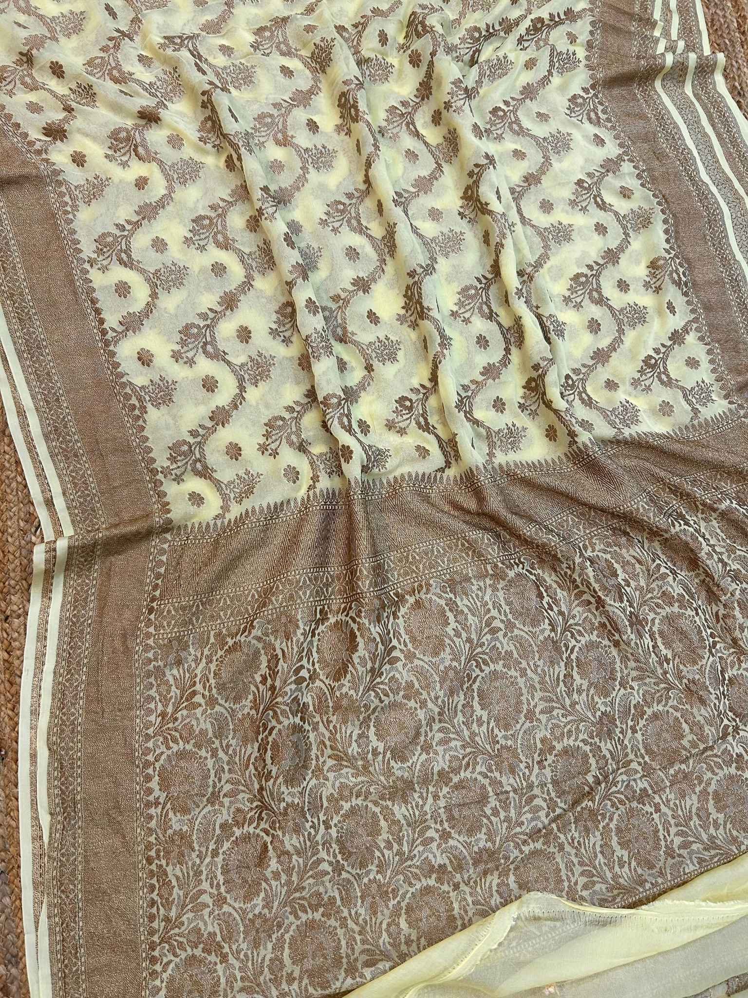 Khaddi Georgette Banarasi Saree - Antique Zari