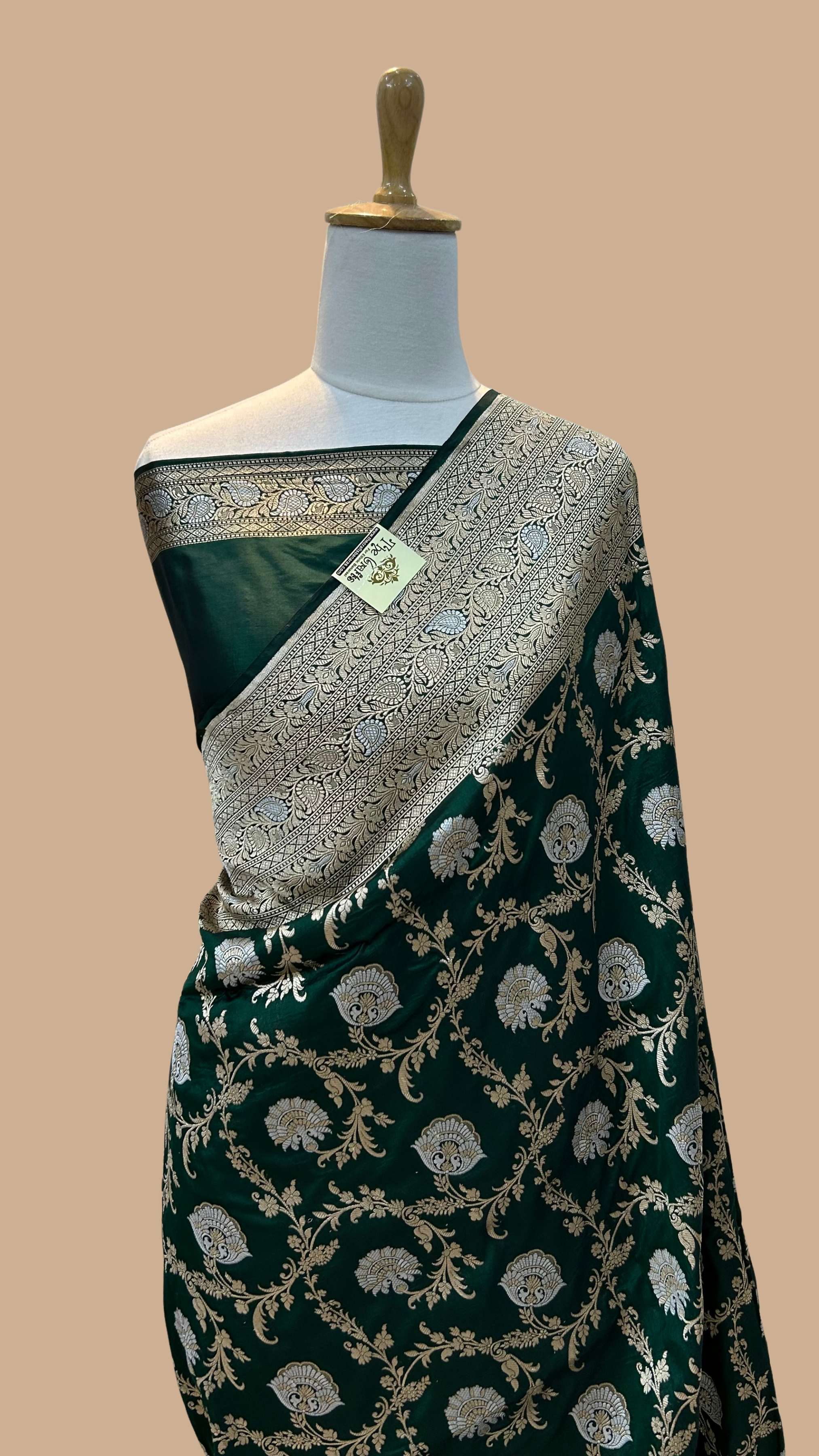 Pure Katan Silk Handloom Banarasi Saree - All over Sona Roopa Jaal work