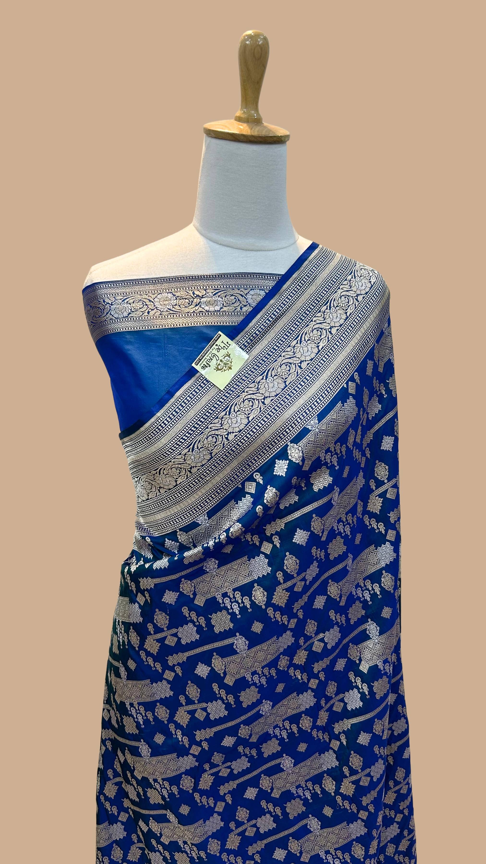 Pure Katan Silk Handloom Banarasi Saree - All over Sona Roopa Jaal work