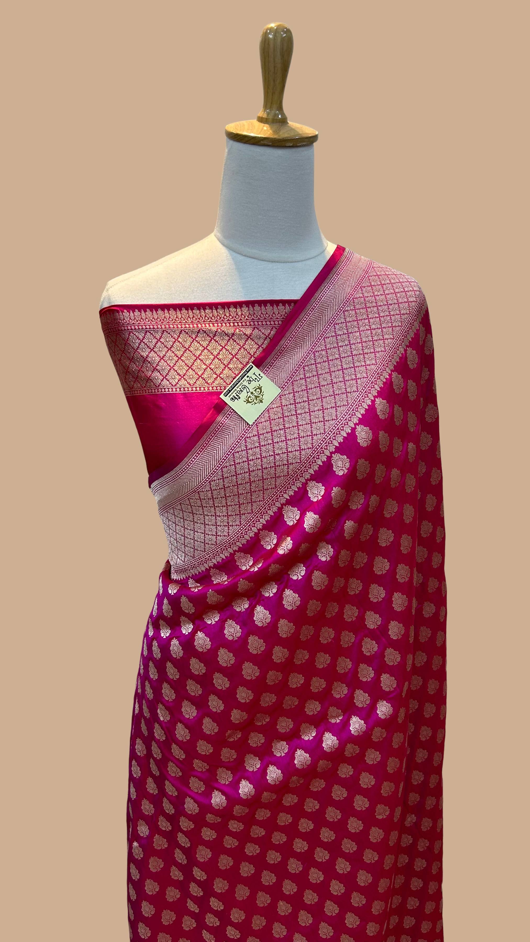 Pure Katan Silk Handloom Banarasi Saree - Jaal work