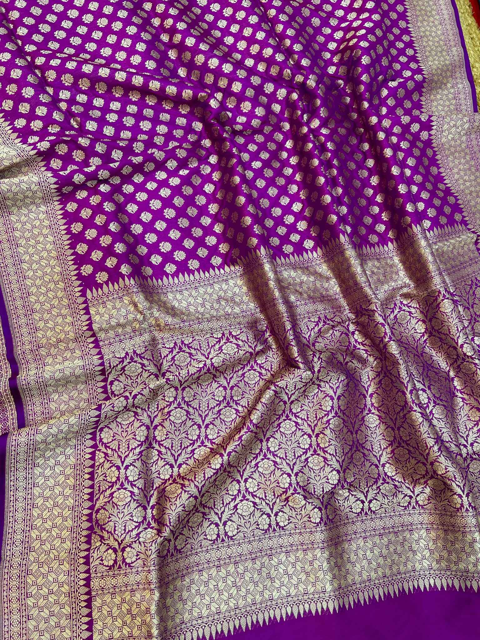 Pure Katan Silk Handloom Banarasi Saree - Jaal work