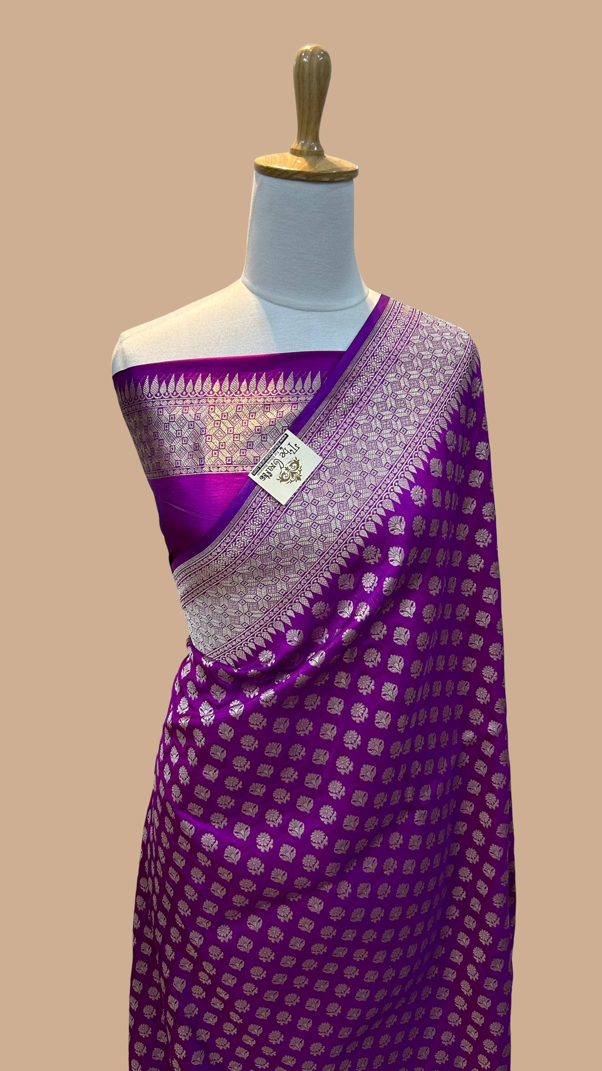 Pure Katan Silk Handloom Banarasi Saree - Jaal work