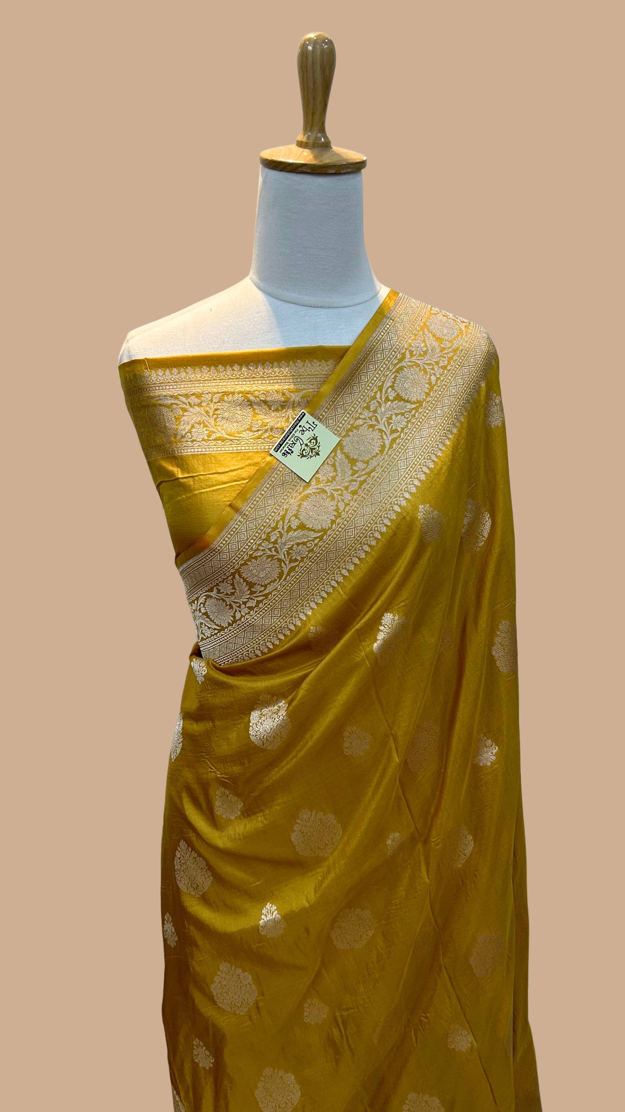 Pure Katan Silk Handloom Banarasi Saree - Jaal work