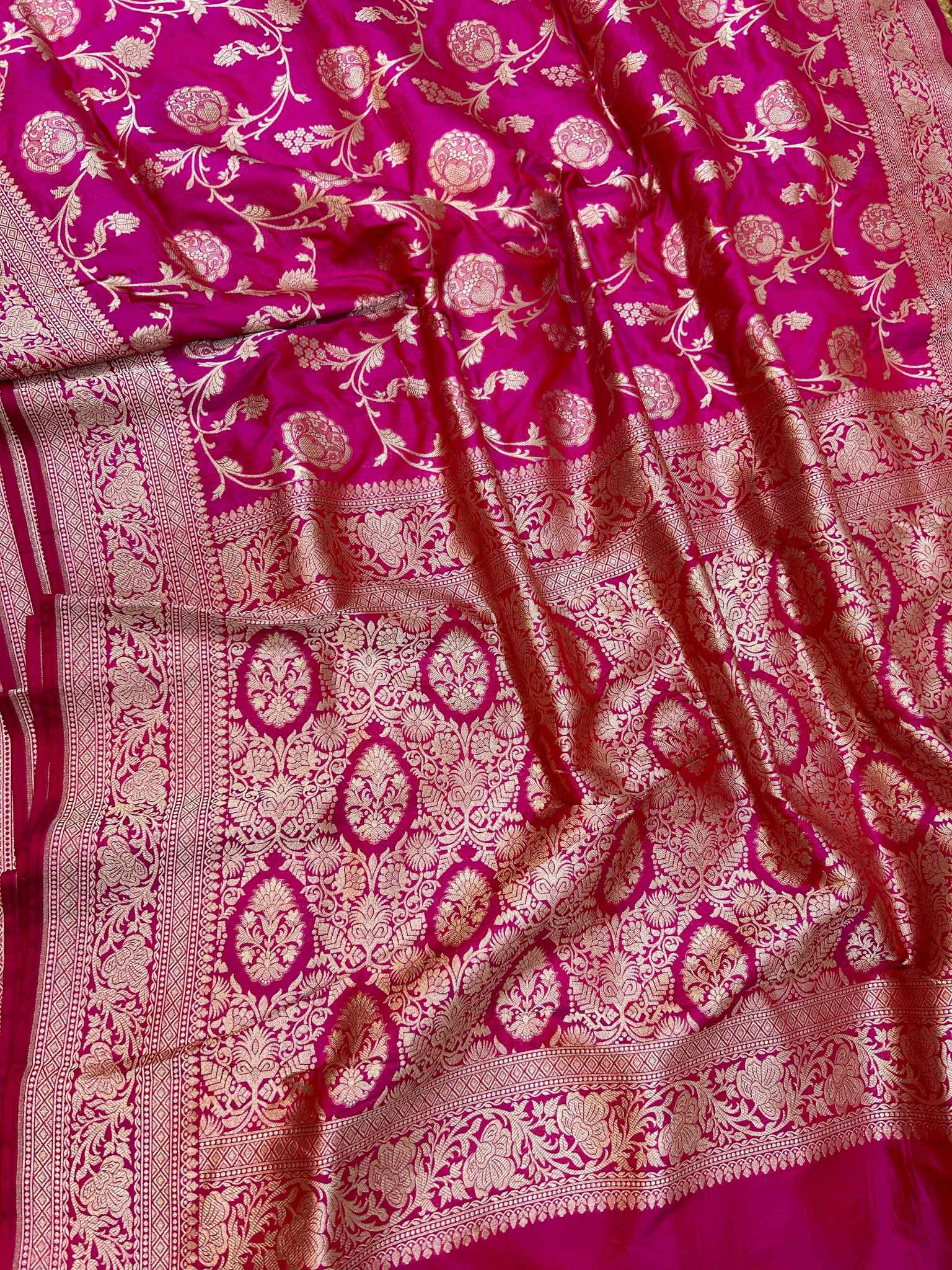 Pure Katan Silk Handloom Banarasi Saree - Jaal work