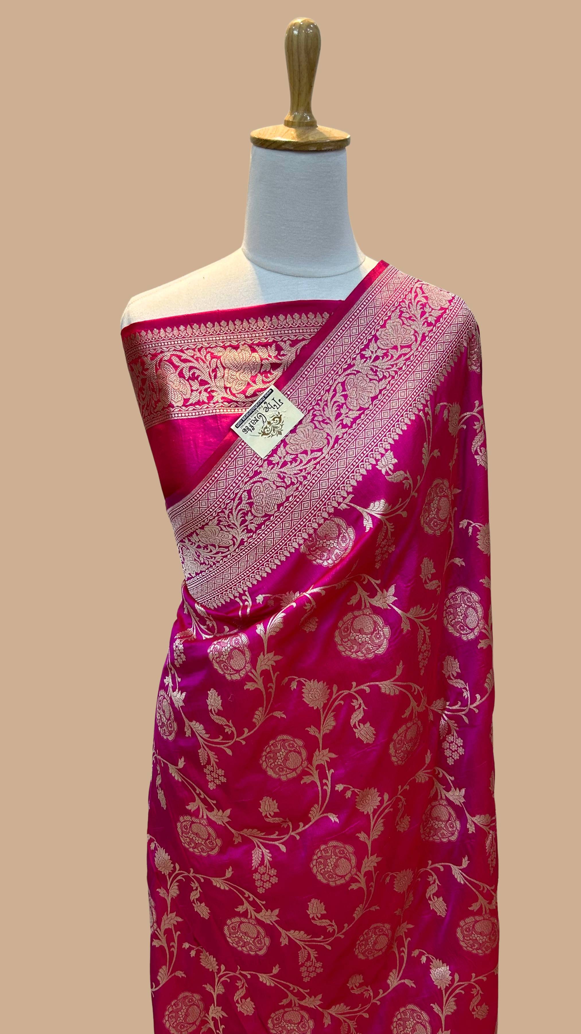 Pure Katan Silk Handloom Banarasi Saree - Jaal work