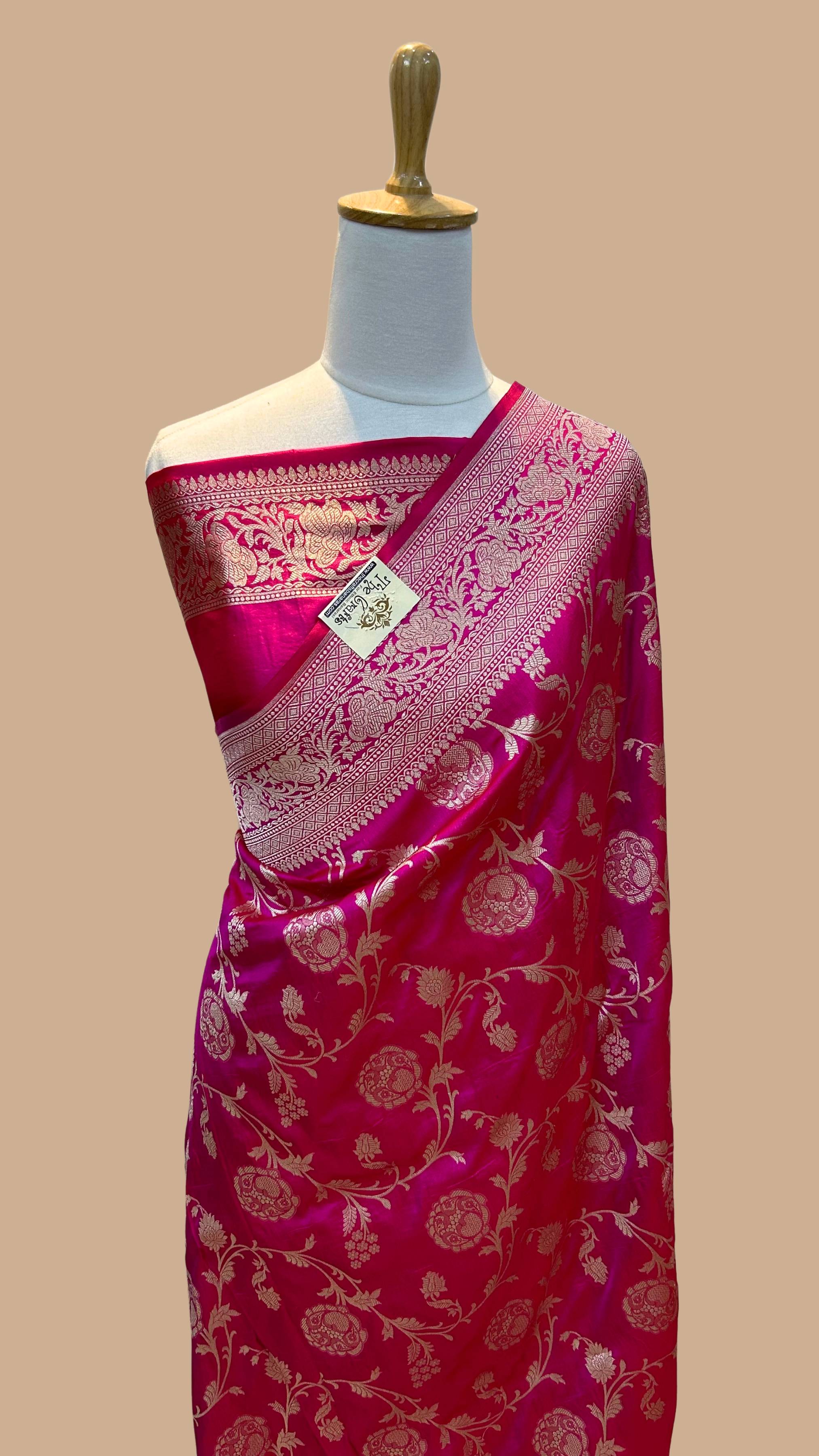 Pure Katan Silk Handloom Banarasi Saree - Jaal work