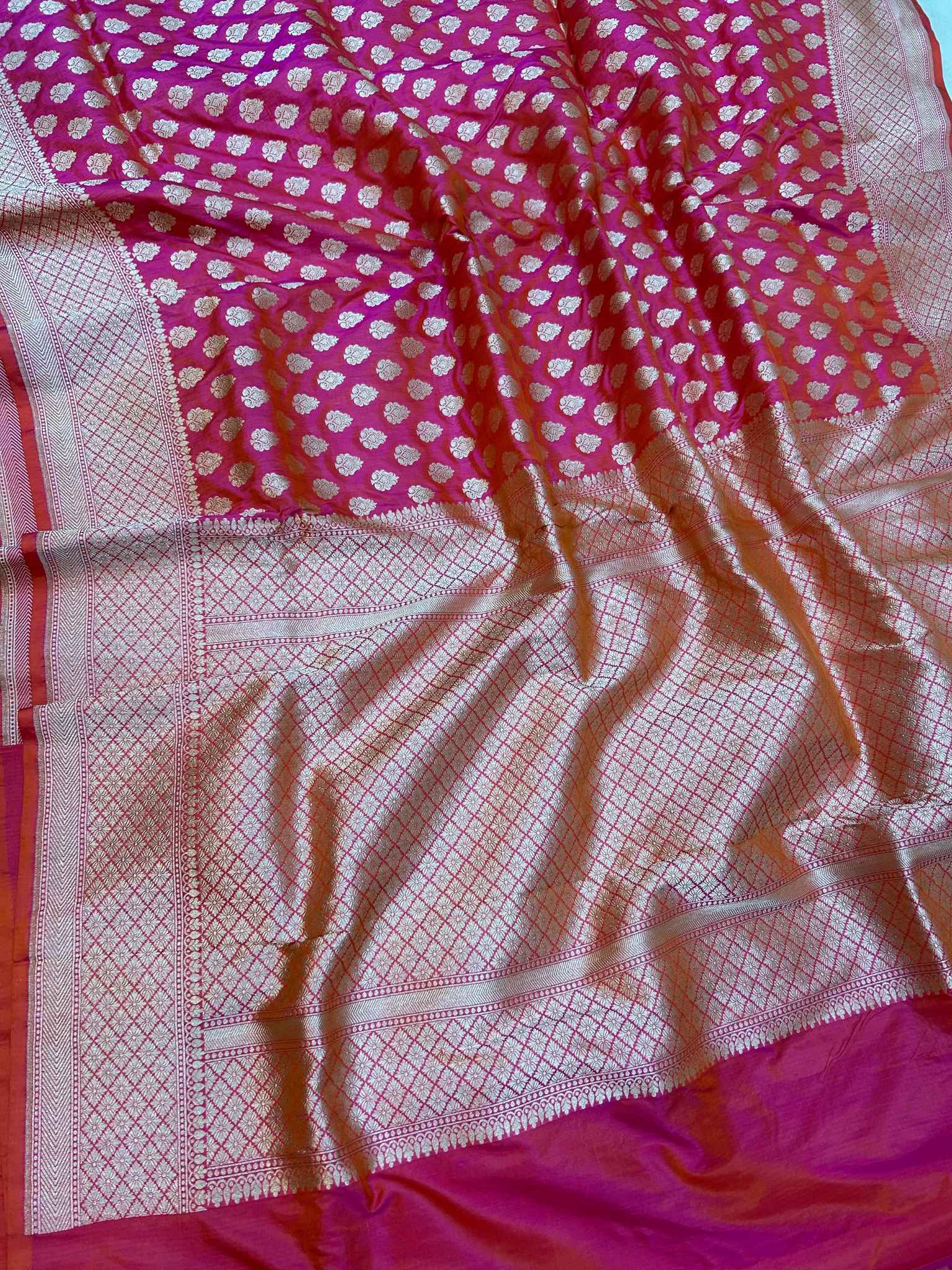 Pure Katan Silk Handloom Banarasi Saree - Jaal work