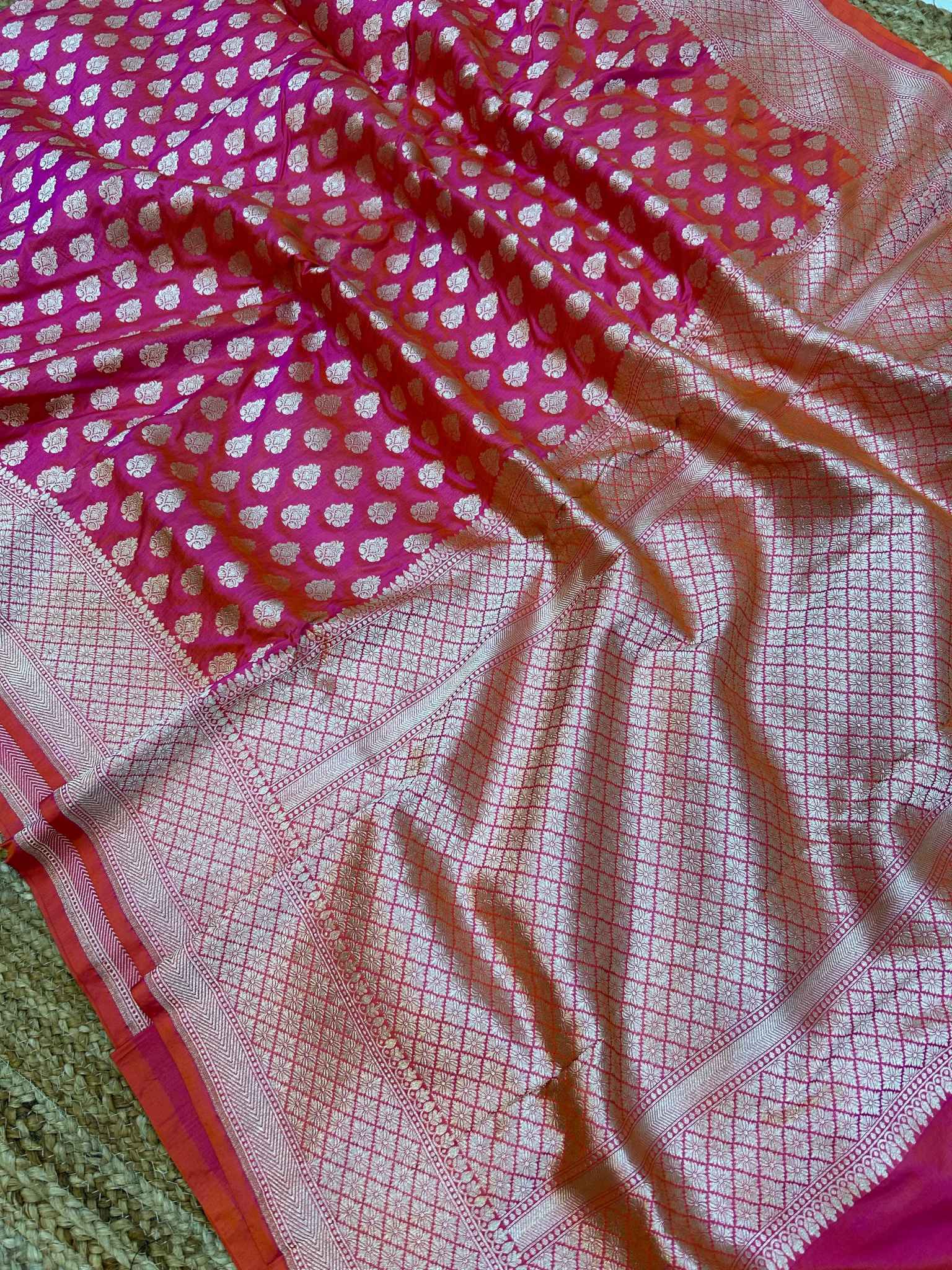 Pure Katan Silk Handloom Banarasi Saree - Jaal work