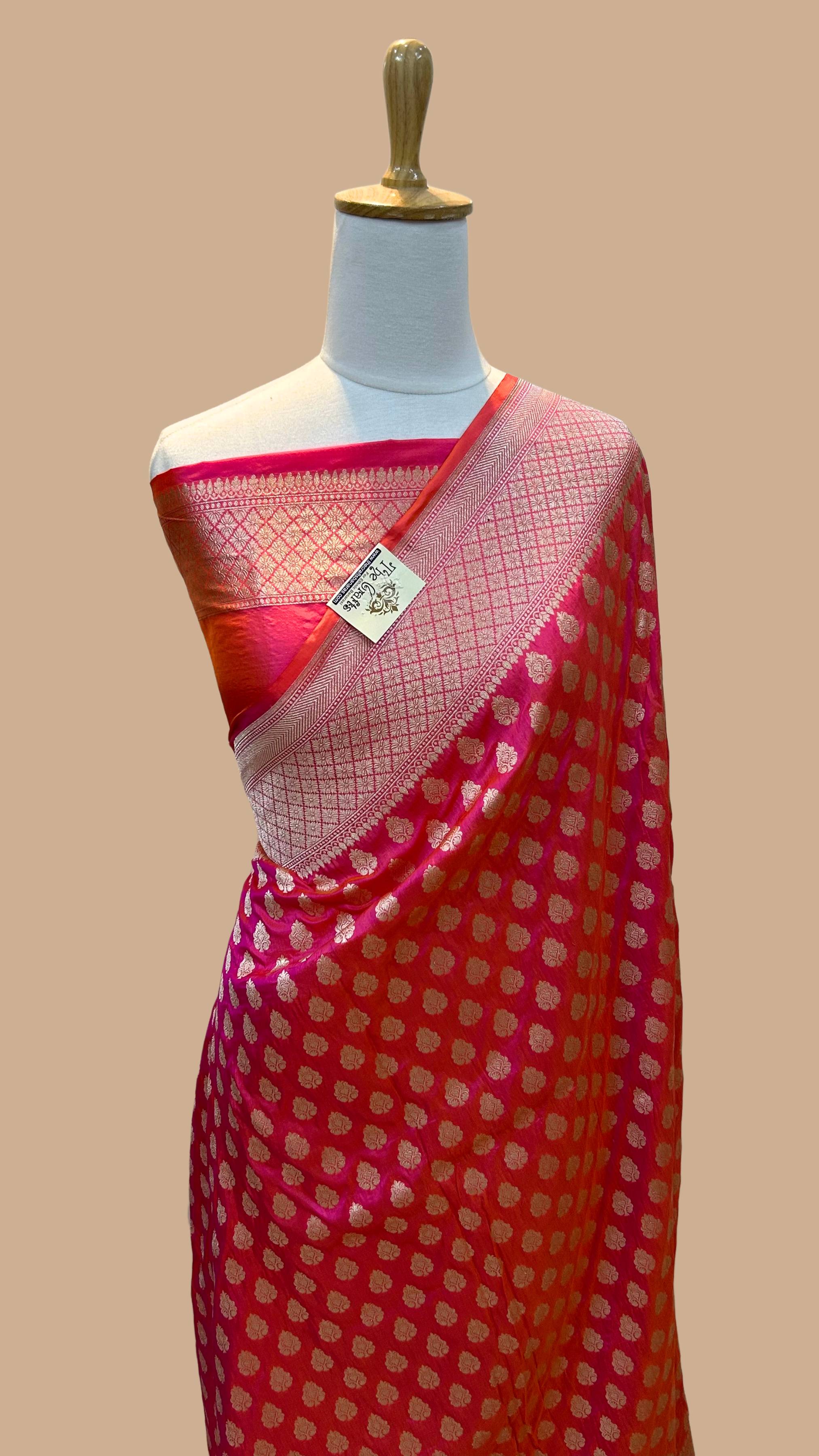 Pure Katan Silk Handloom Banarasi Saree - Jaal work