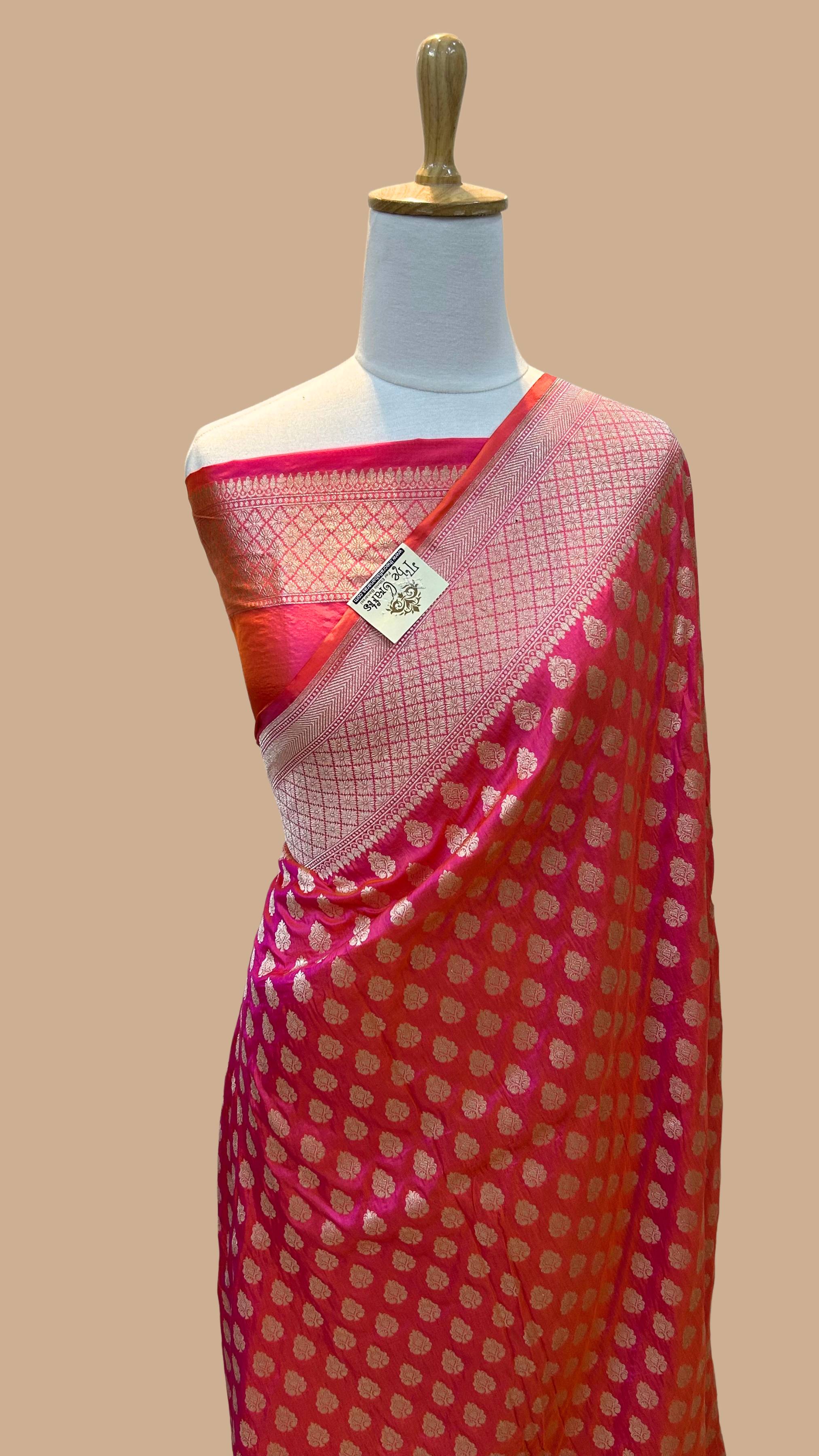 Pure Katan Silk Handloom Banarasi Saree - Jaal work