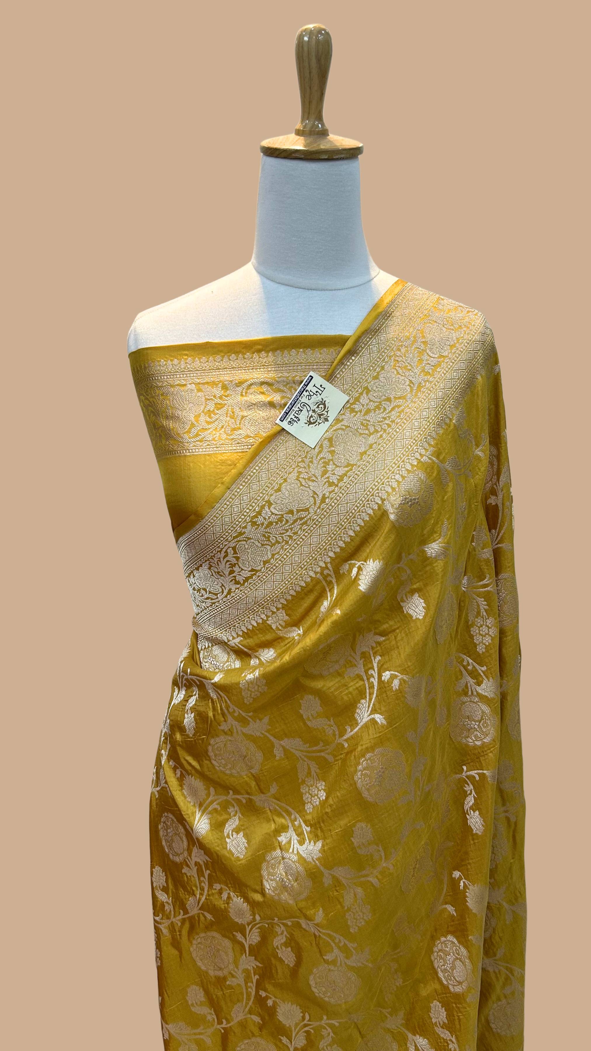 Pure Katan Silk Handloom Banarasi Saree - Jaal work