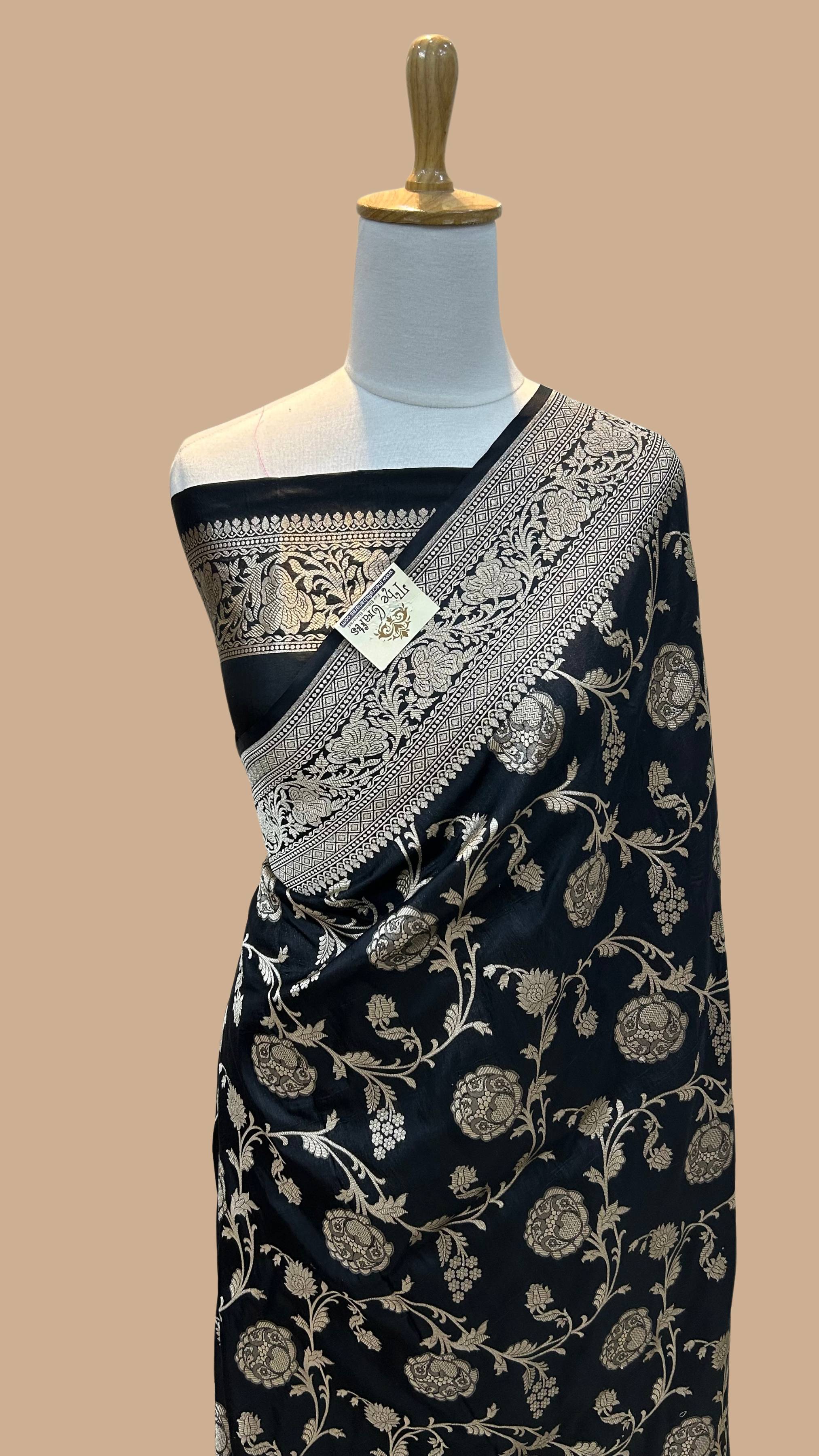 Pure Katan Silk Handloom Banarasi Saree - Jaal work