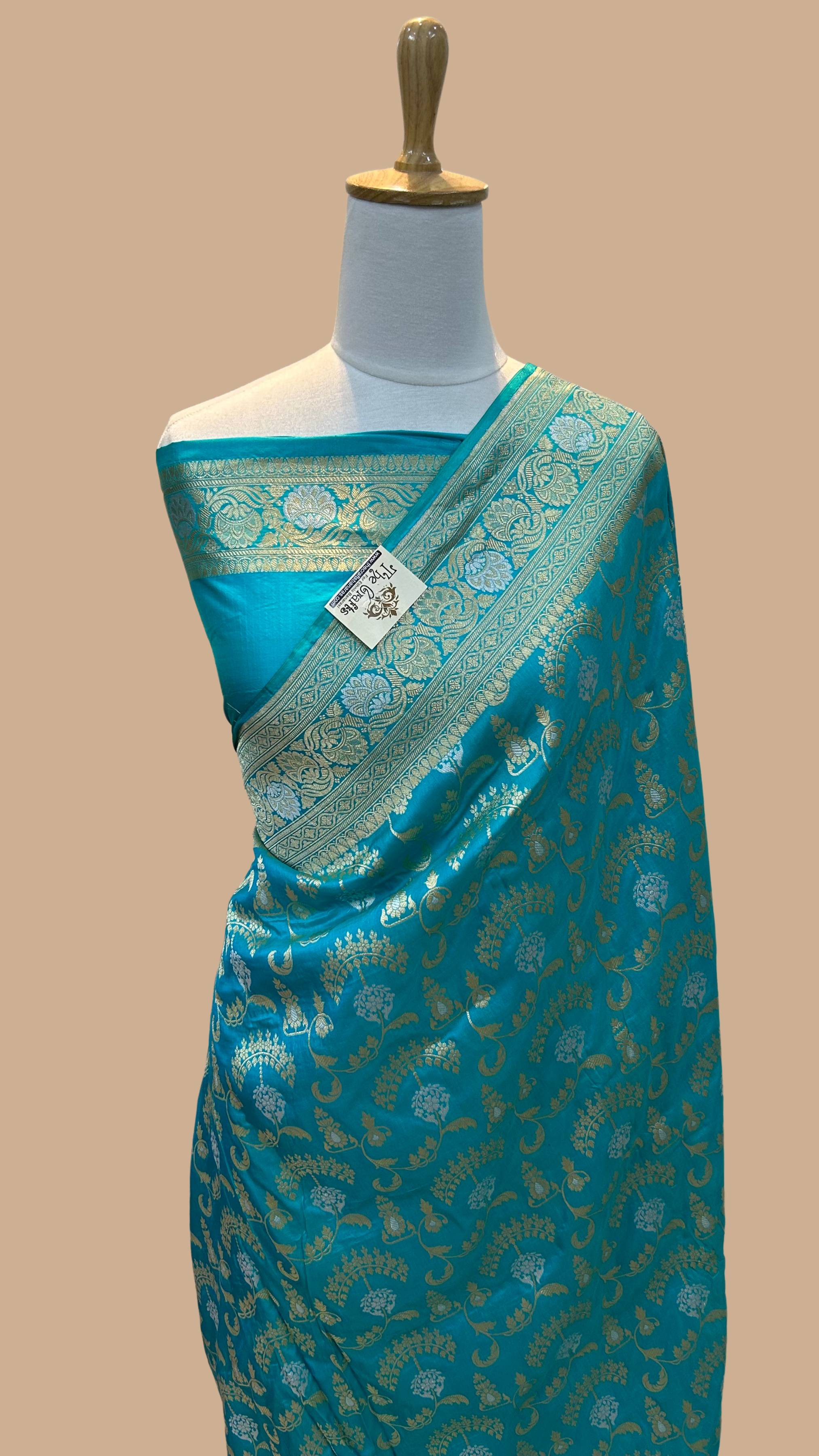 Pure Katan Silk Handloom Banarasi Saree - All over Sona Roopa Jaal work