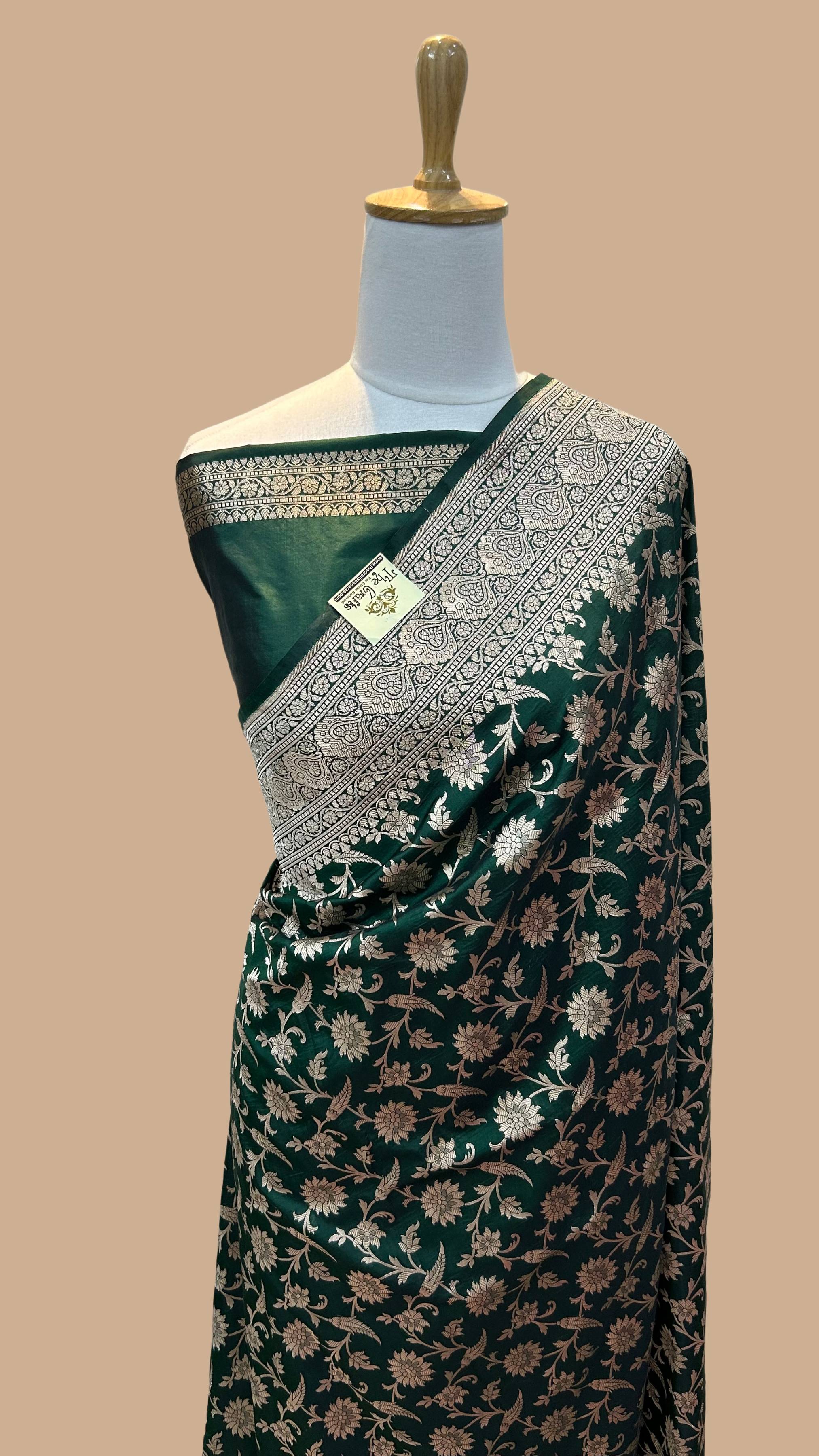 Pure Katan Silk Handloom Banarasi Saree - Jaal work