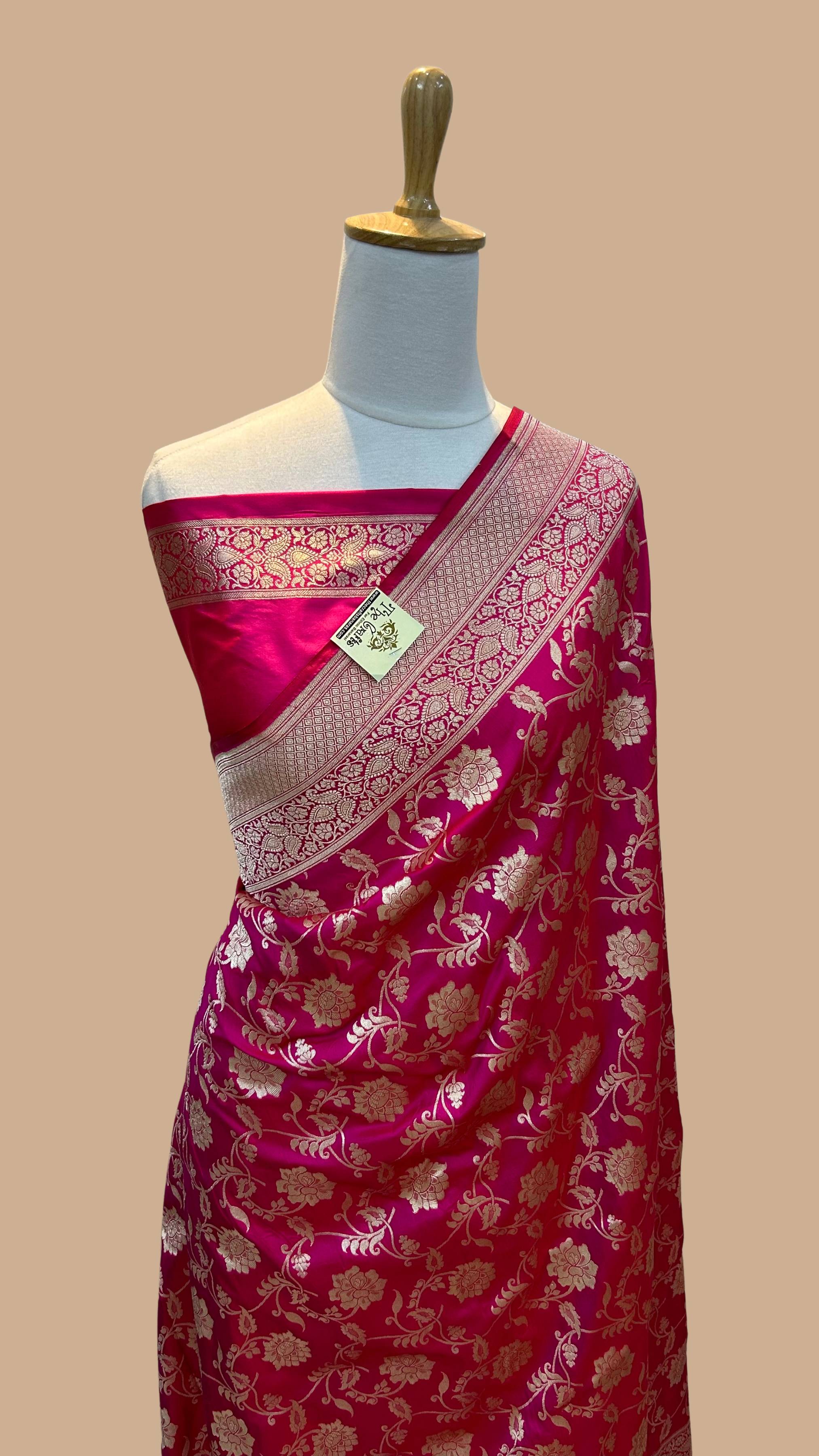 Pure Katan Silk Handloom Banarasi Saree - Jaal work