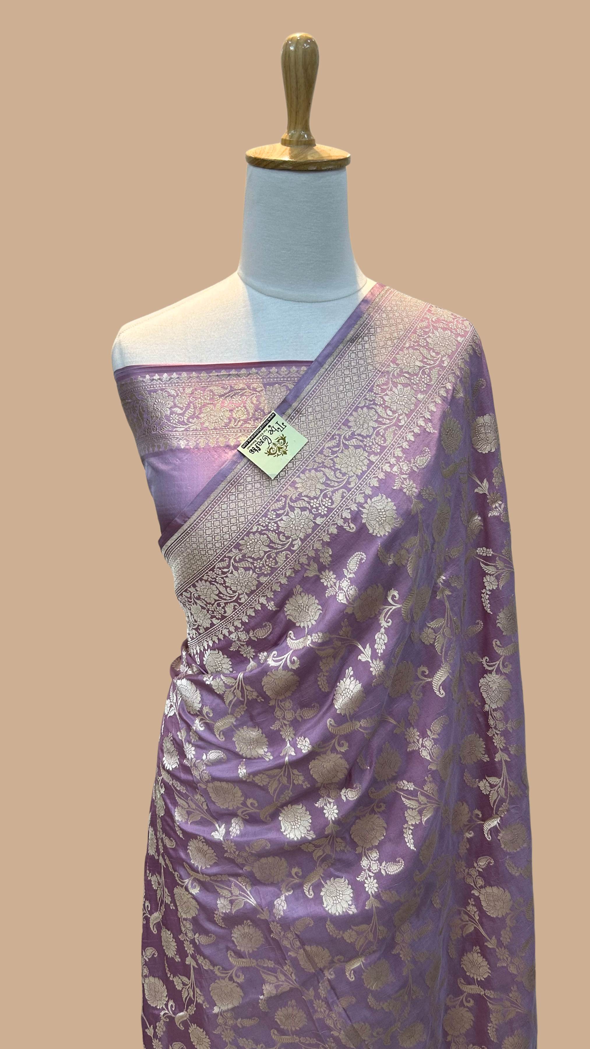 Pure Katan Silk Handloom Banarasi Saree - Jaal work