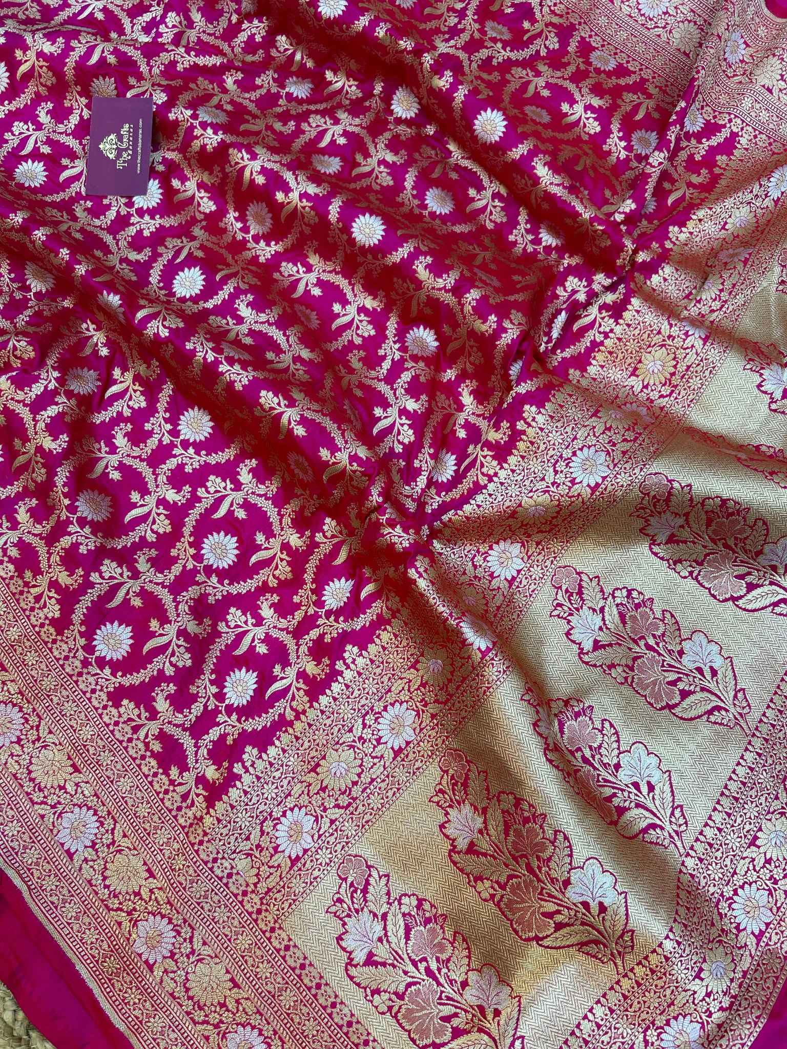 Pure Katan Silk Handloom Banarasi Saree - All over Sona Roopa Jaal work