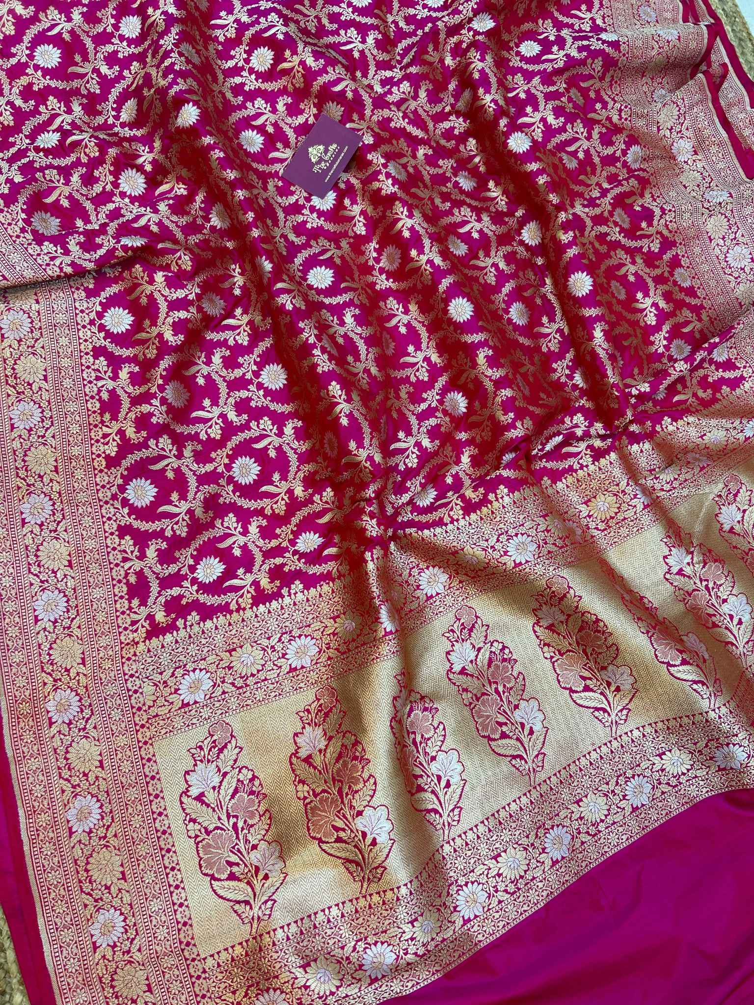 Pure Katan Silk Handloom Banarasi Saree - All over Sona Roopa Jaal work