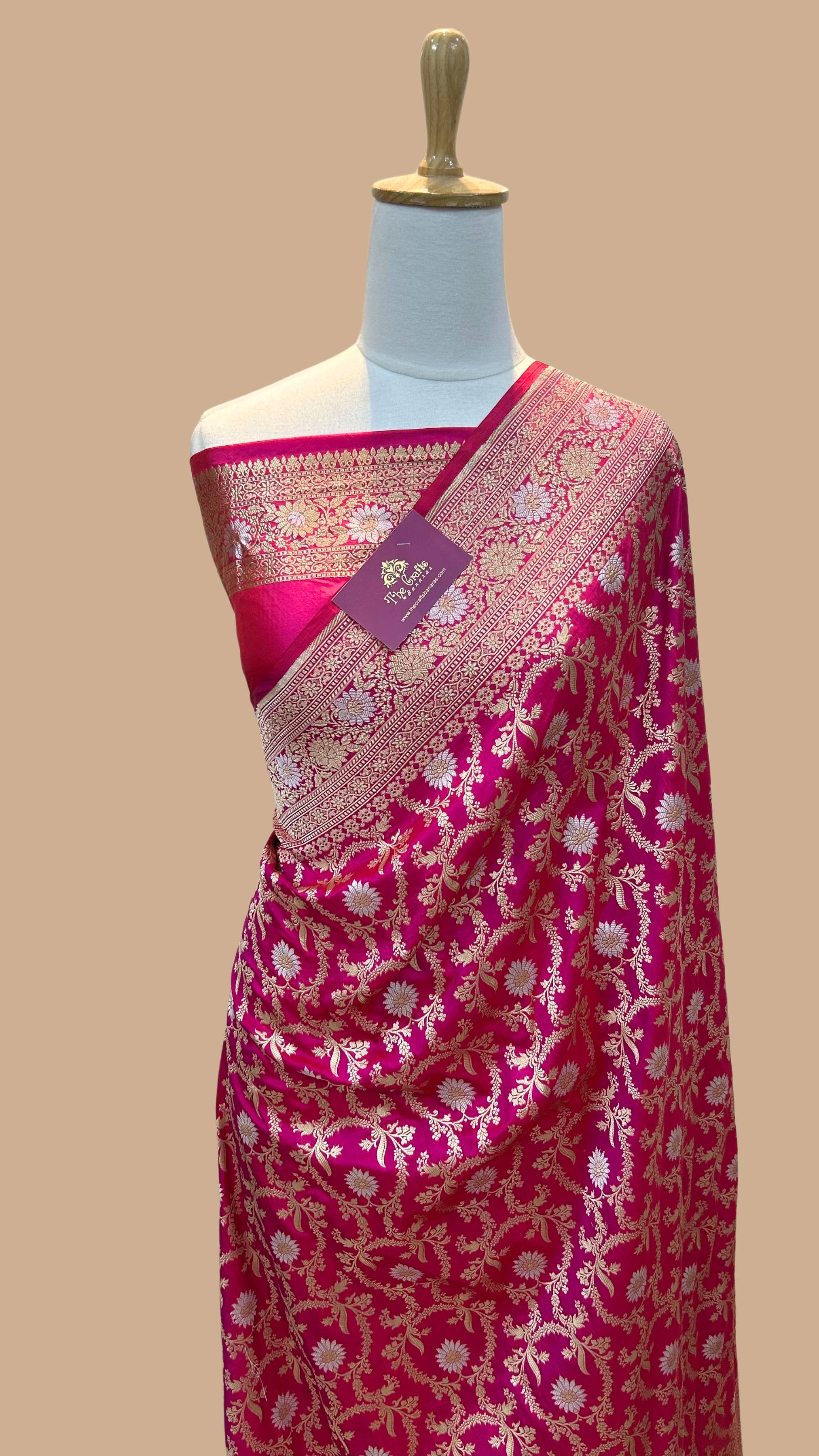 Pure Katan Silk Handloom Banarasi Saree - All over Sona Roopa Jaal work