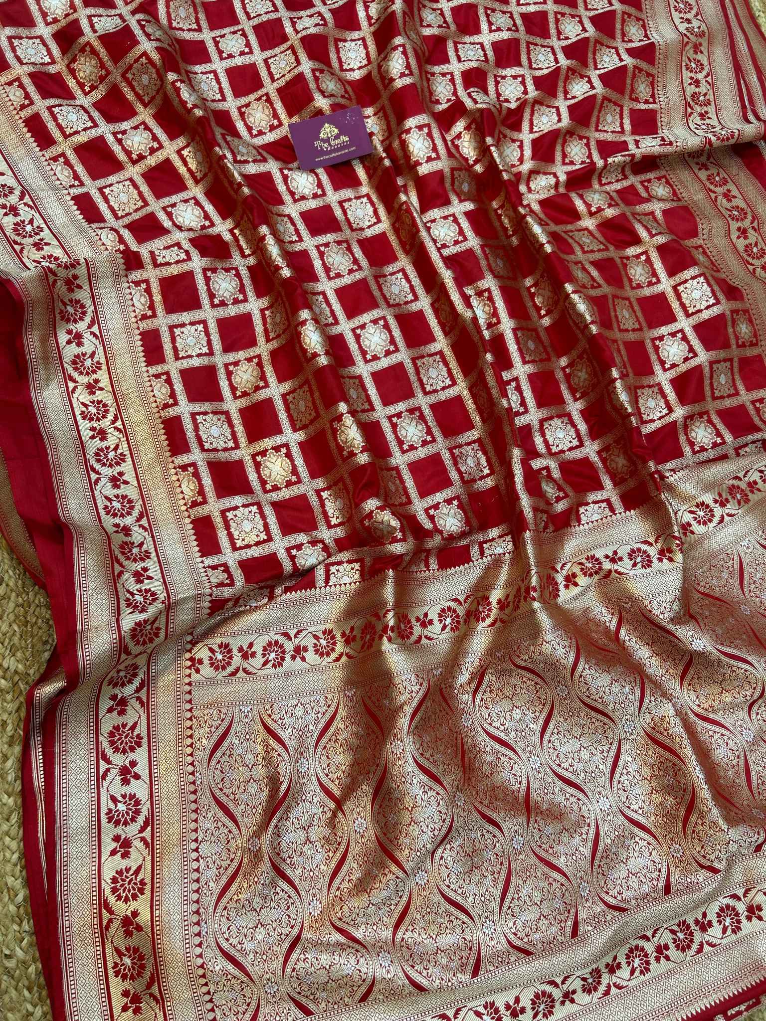 Pure Katan Silk Handloom Banarasi Saree - All over Sona Roopa Jaal work