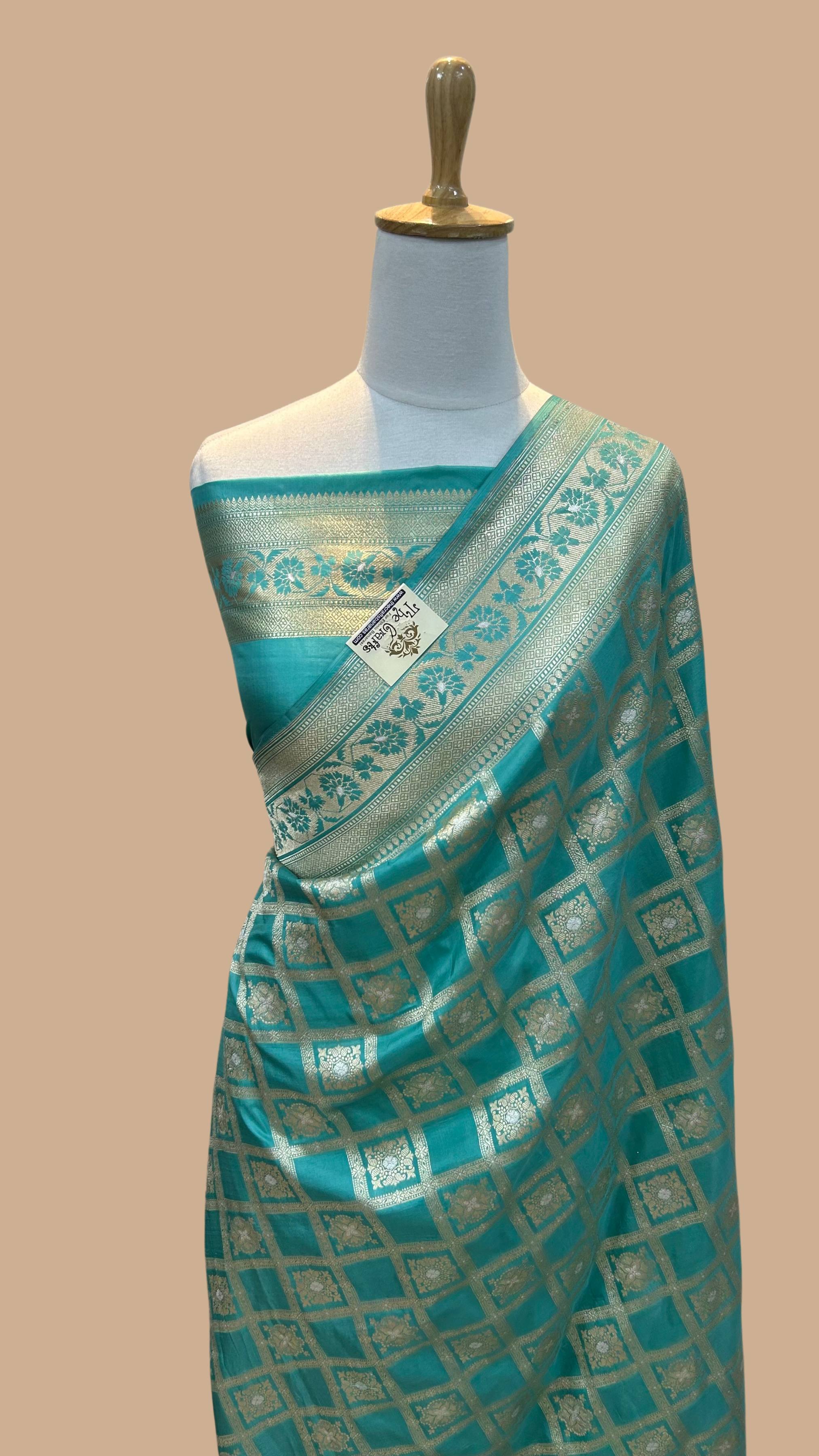 Pure Katan Silk Handloom Banarasi Saree - All over Sona Roopa Jaal work