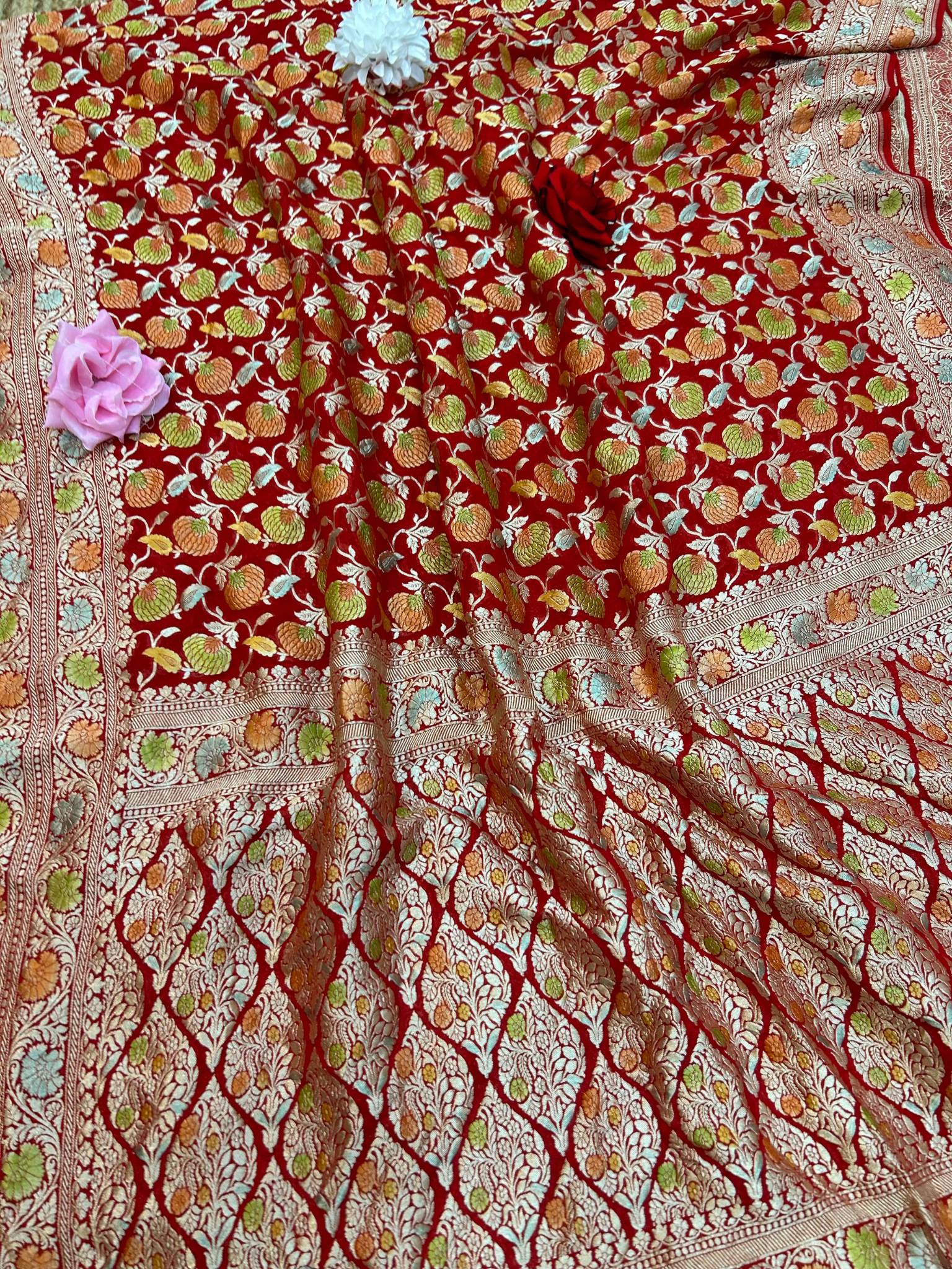 Khaddi Georgette Handloom Banarasi Saree