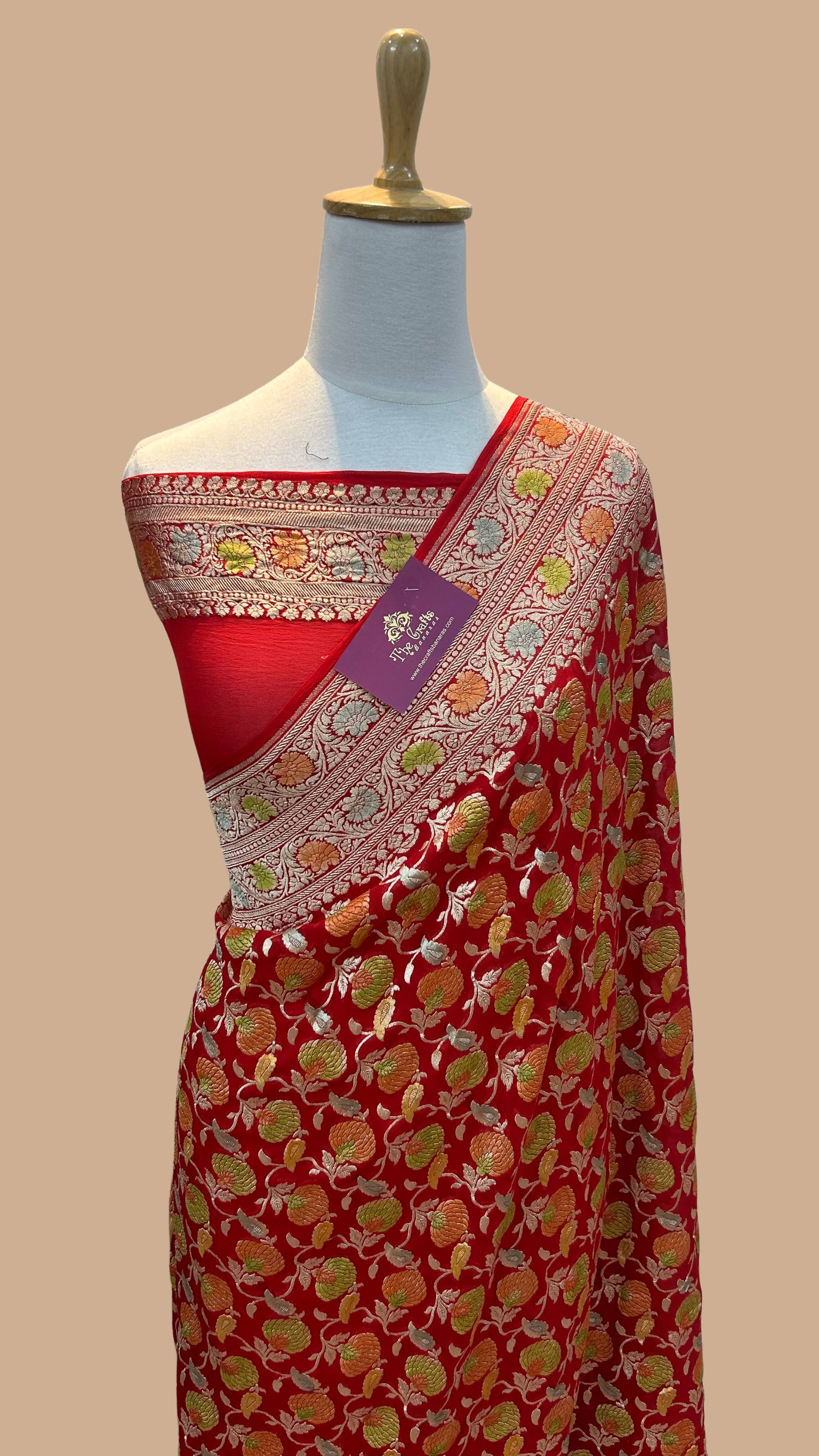 Khaddi Georgette Handloom Banarasi Saree