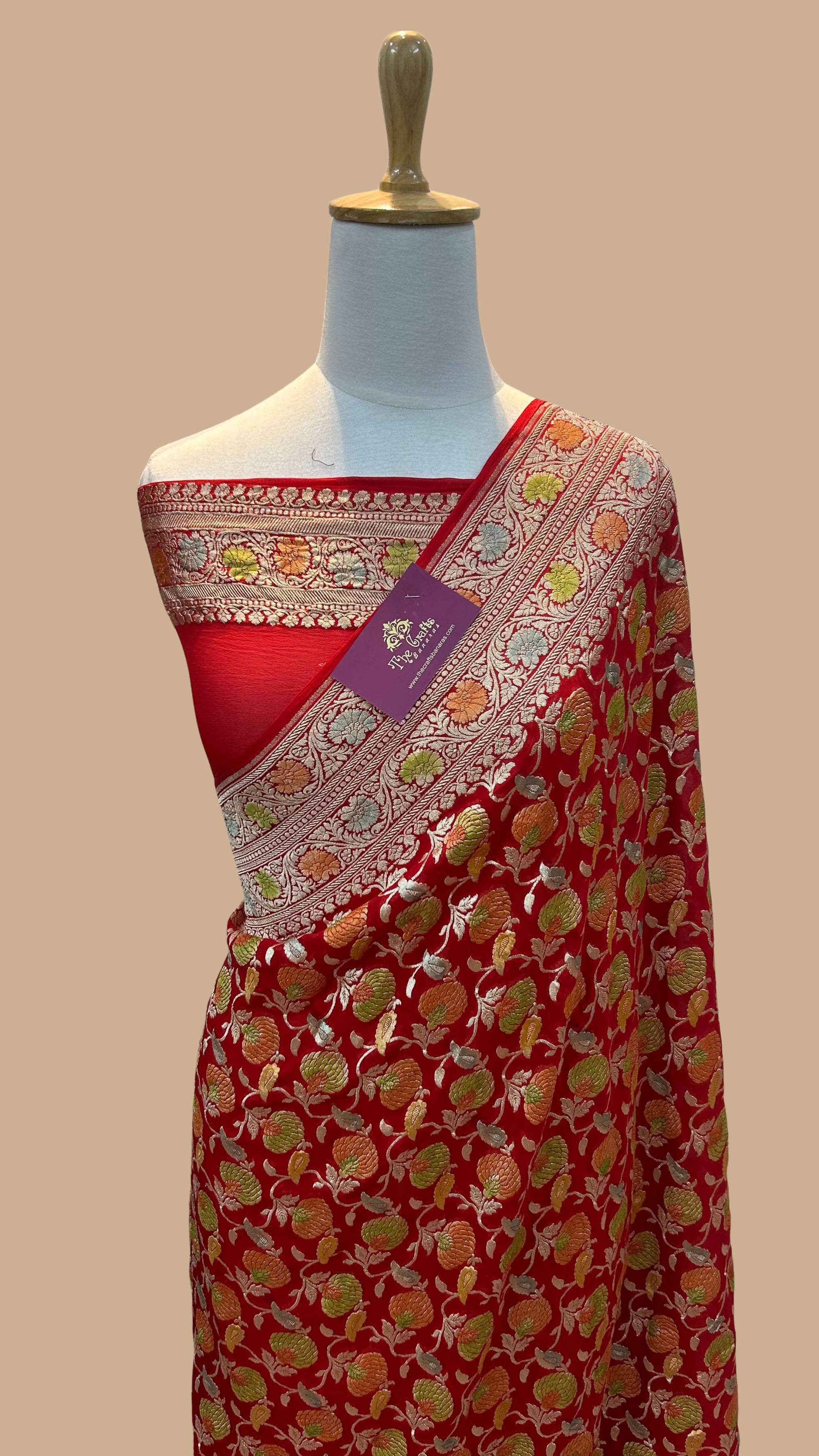 Khaddi Georgette Handloom Banarasi Saree