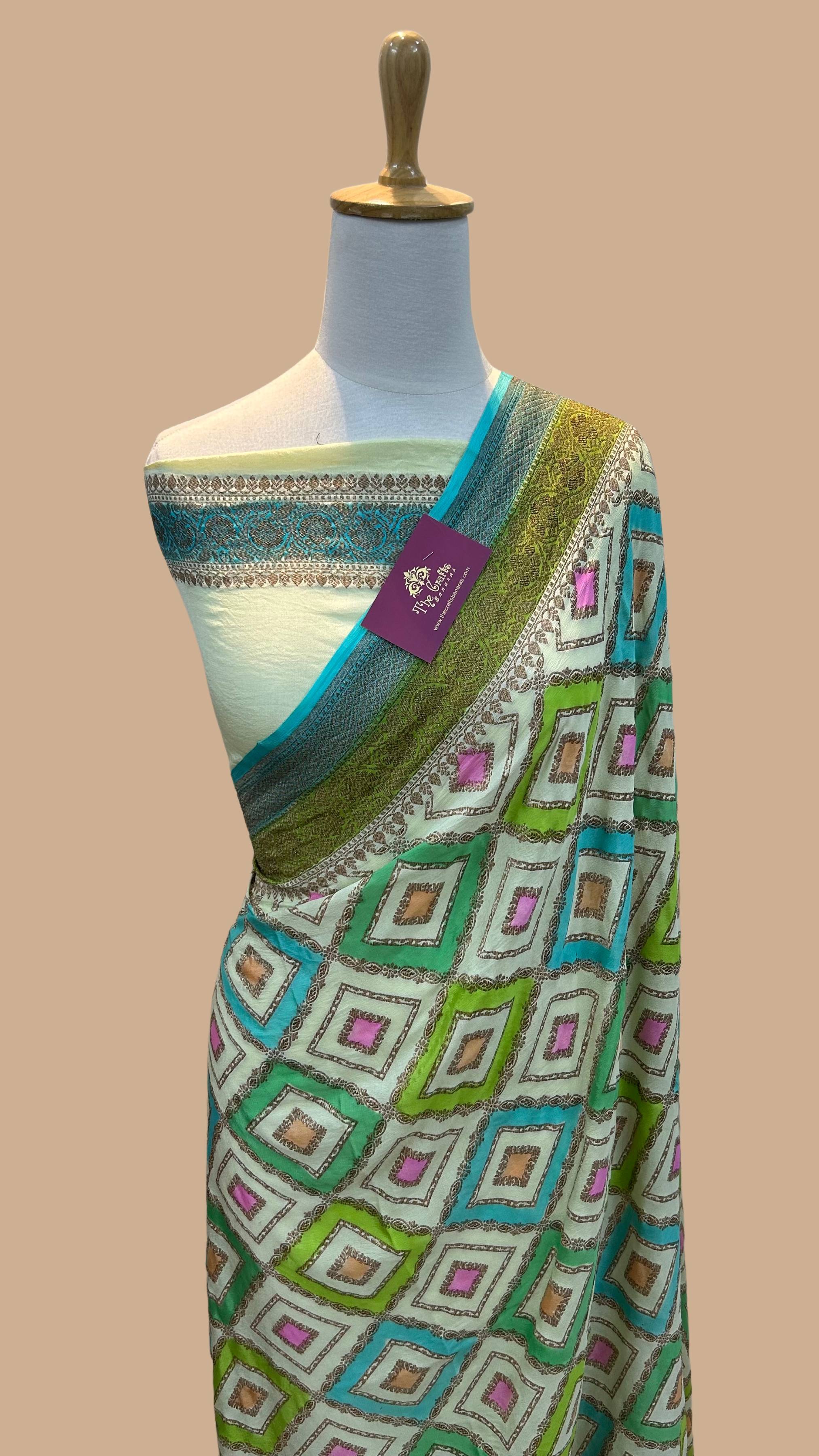 Pure Crepe Georgette Banarasi Saree - Antique Zari