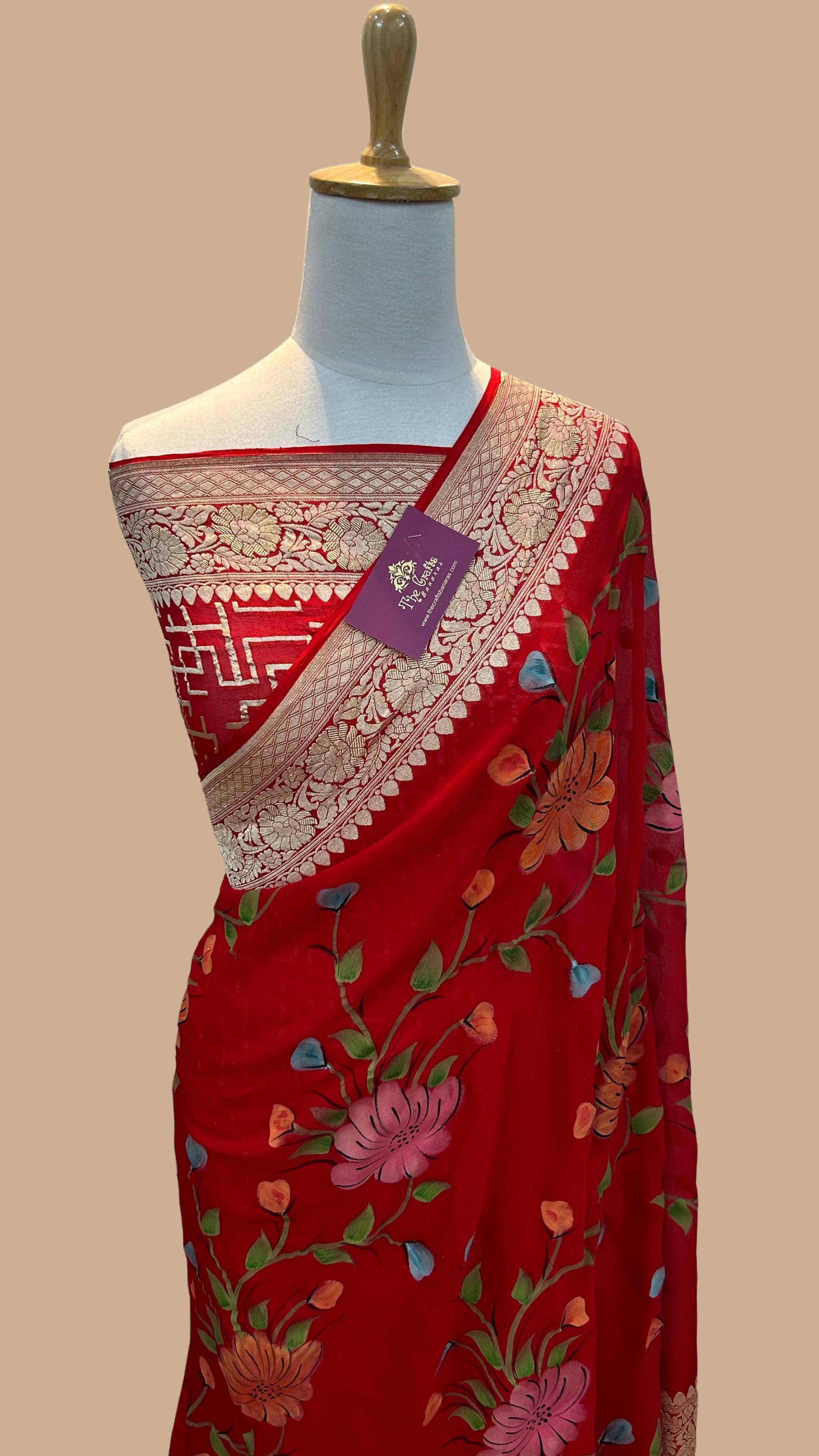 Khaddi Georgette Handloom Banarasi Saree