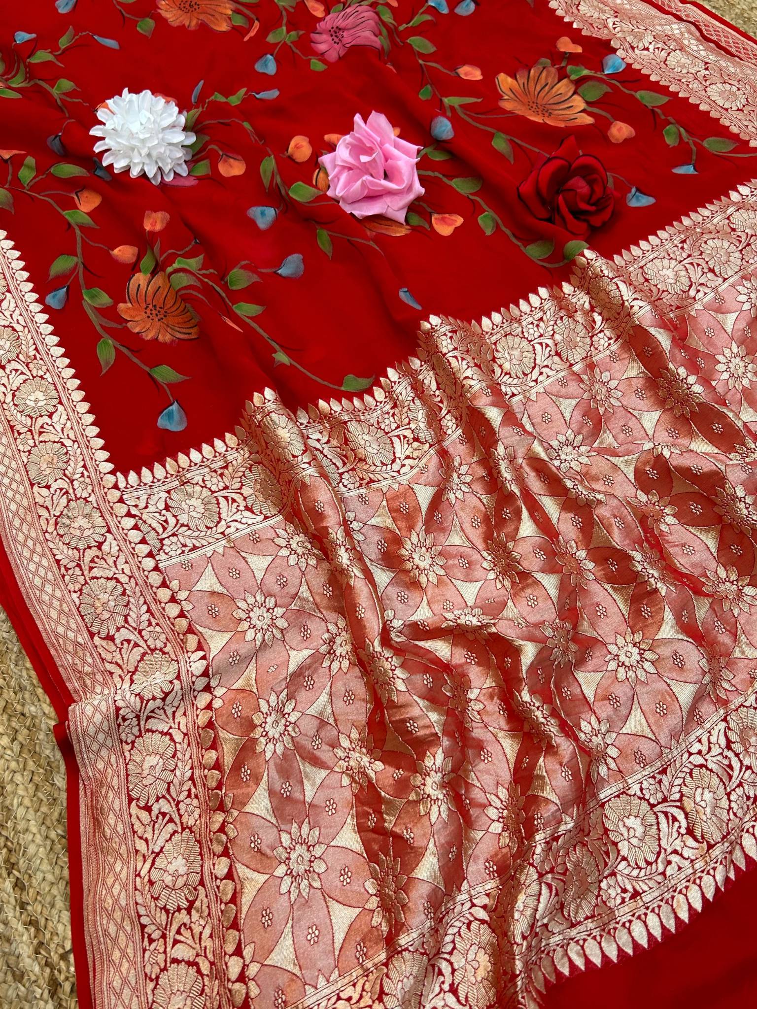 Khaddi Georgette Handloom Banarasi Saree