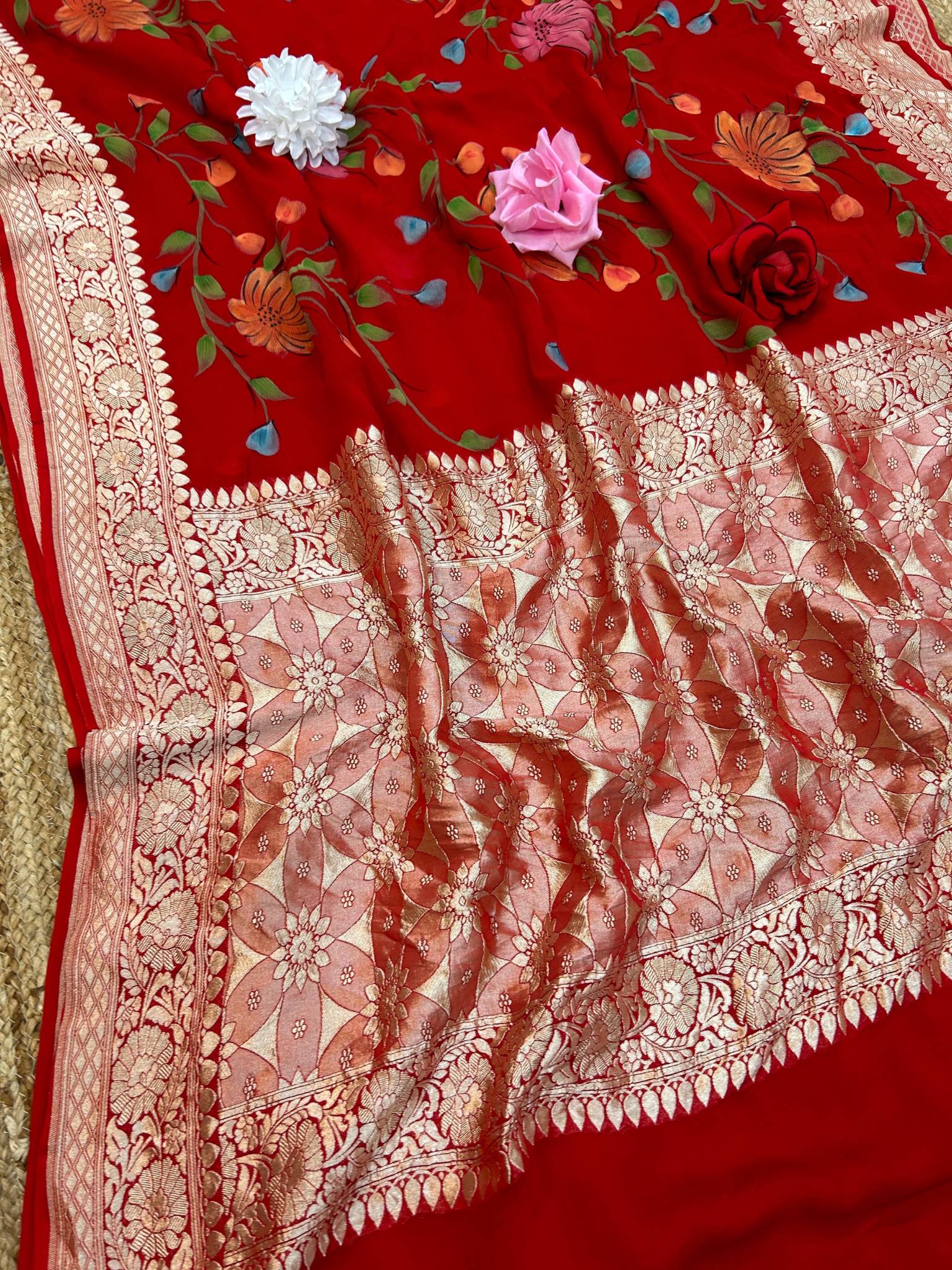 Khaddi Georgette Handloom Banarasi Saree