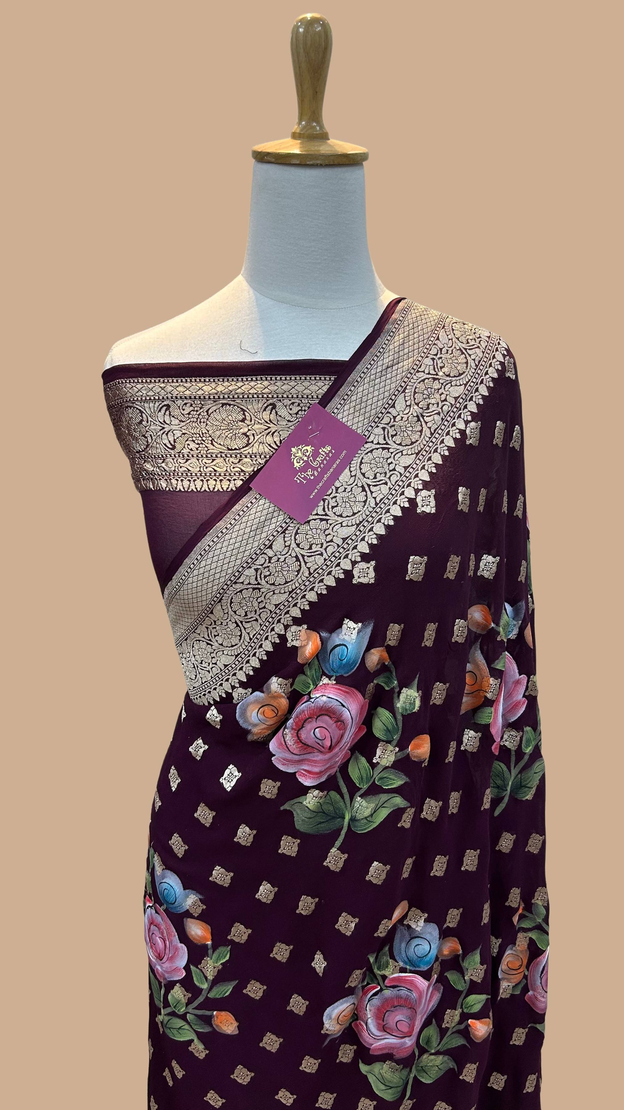 Khaddi Georgette Handloom Banarasi Saree