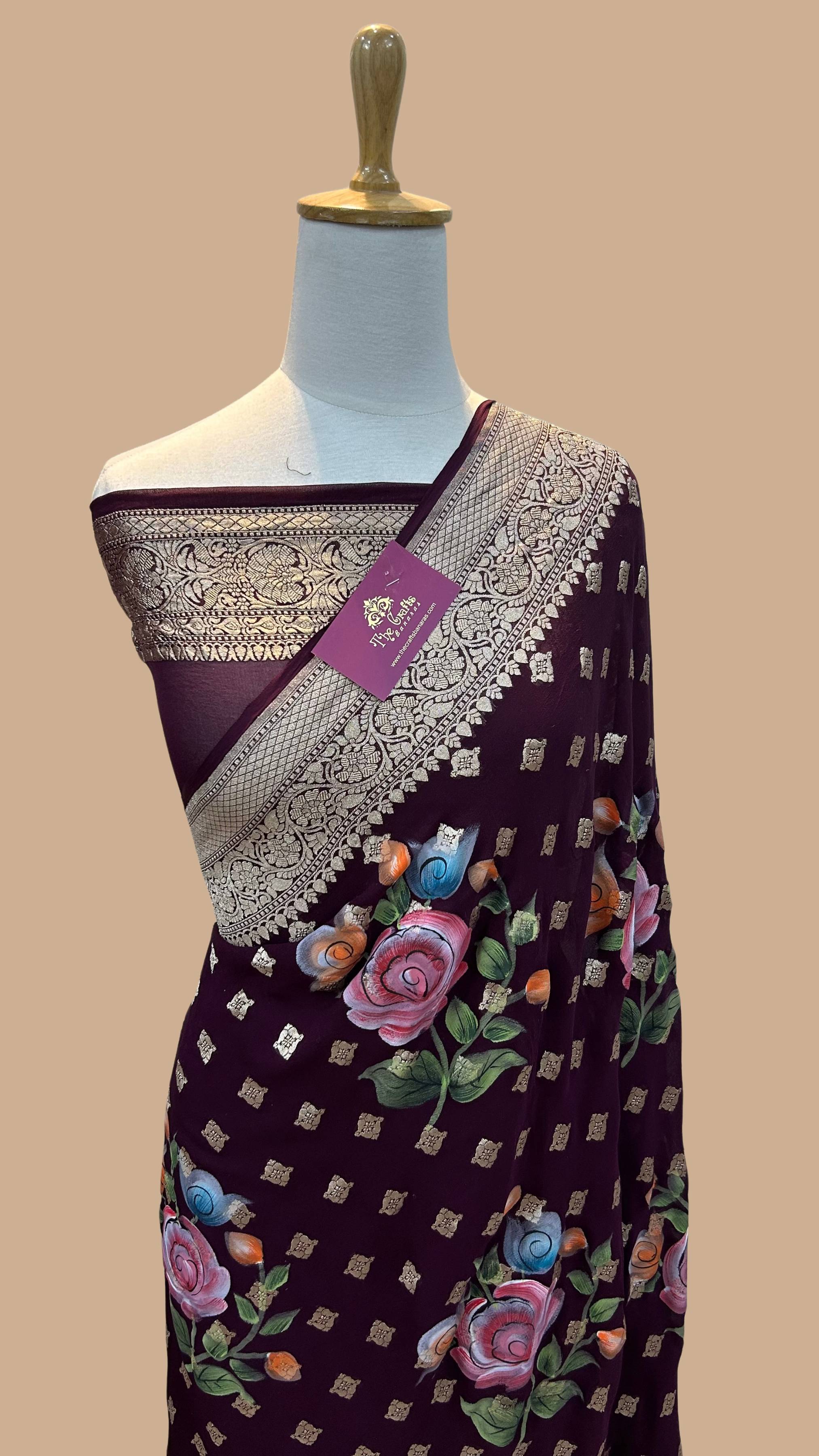 Khaddi Georgette Handloom Banarasi Saree