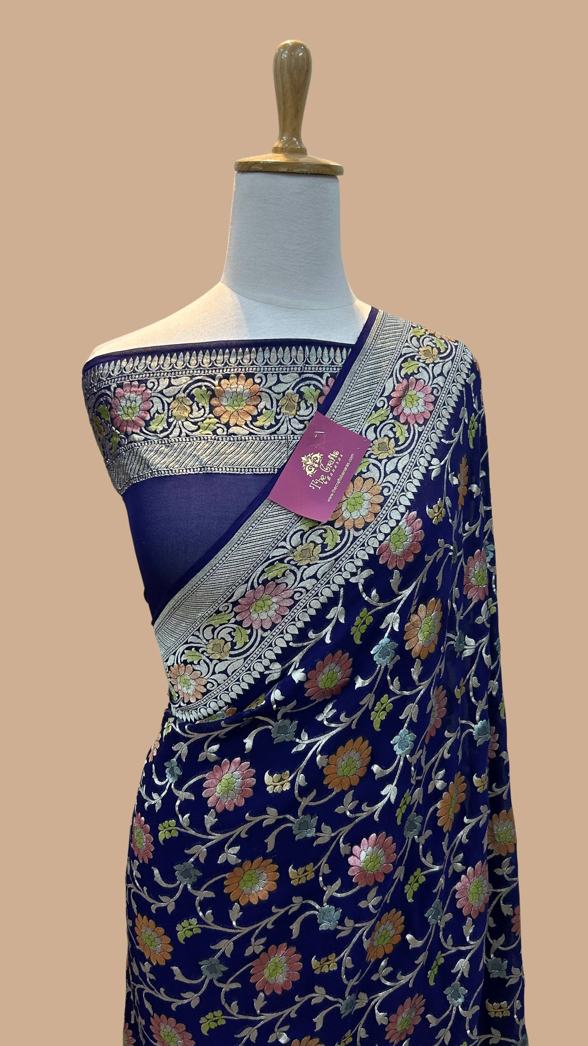 Khaddi Georgette Handloom Banarasi Saree