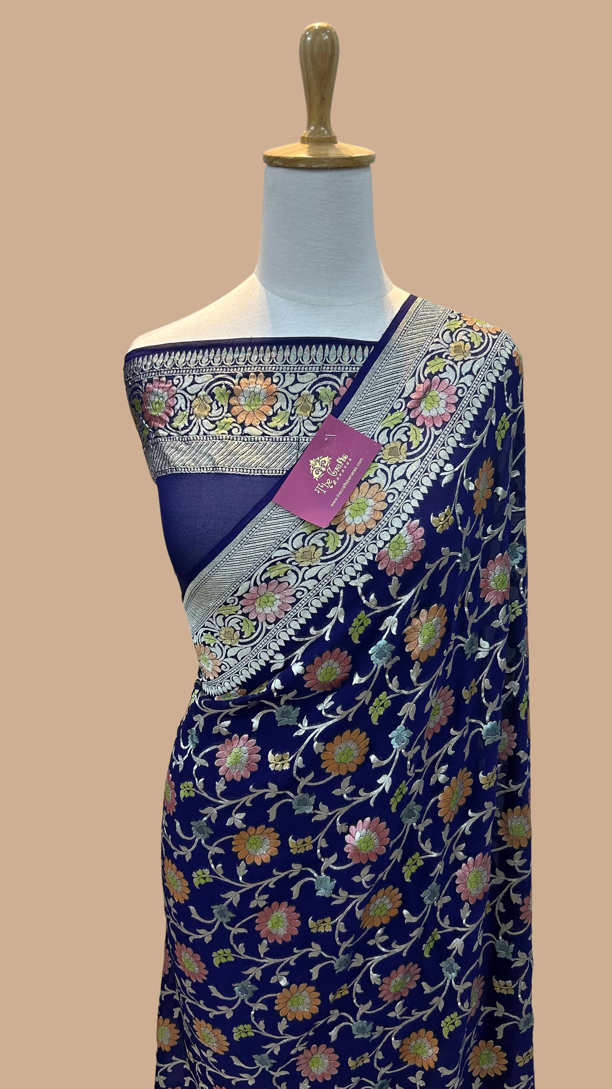 Khaddi Georgette Handloom Banarasi Saree